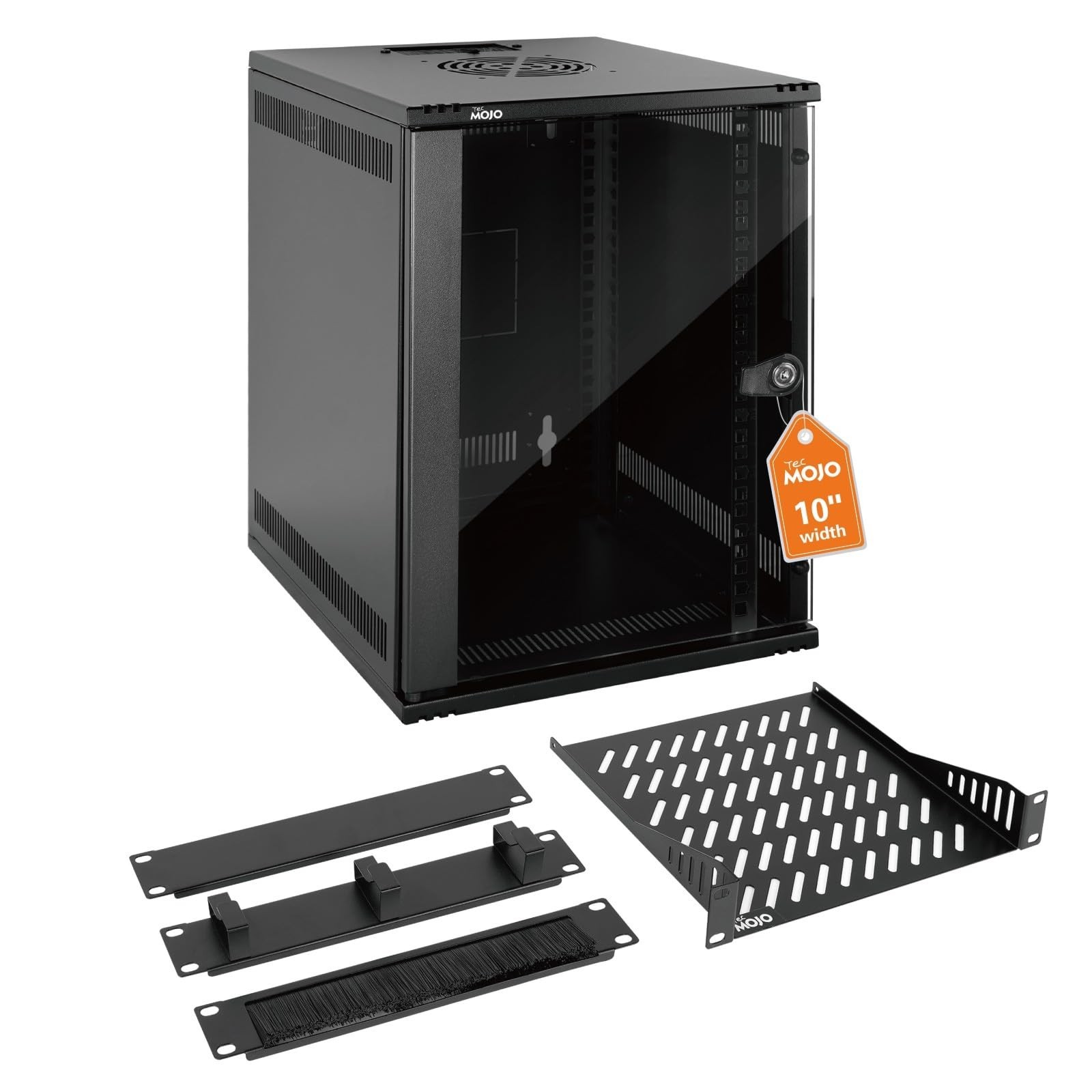 Tecmojo 9U 10 inch Rack, Wall Mount Network Cabinet Set, Black