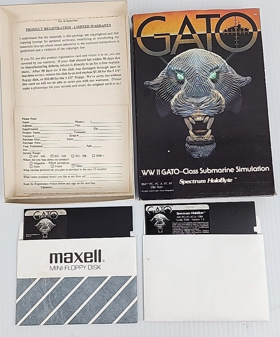 GATO  IIe IIc ll 2 128K computer game CIB Spectrum Holobyte IBM PC 
