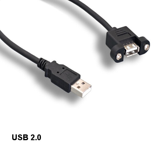[10X] 10' Panel-Mount USB 2.0 Type A Extension Cable 480 Mbps Sync Charge Data