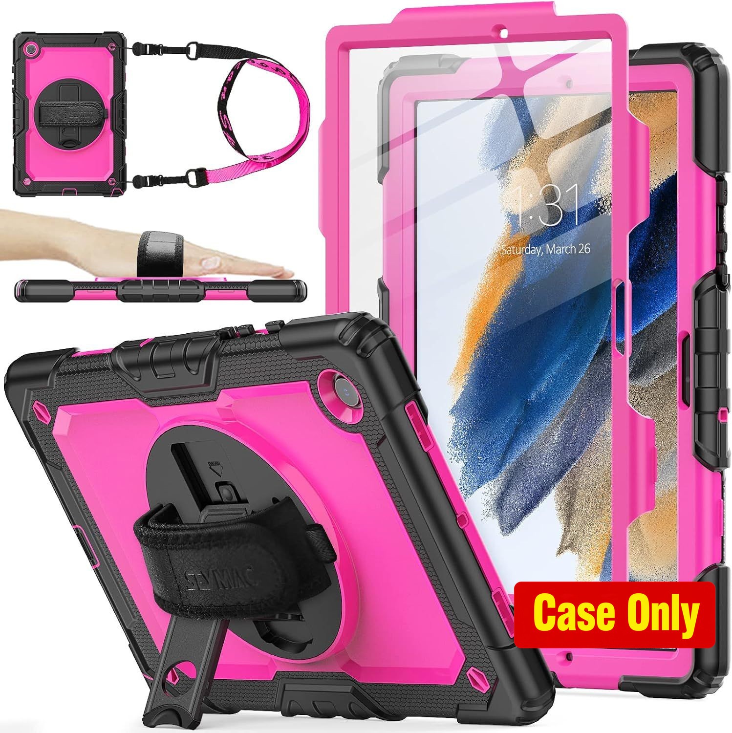 Full-Body Drop Protection Case with Stand for Samsung Galaxy Tab A8 10.5'', Pink
