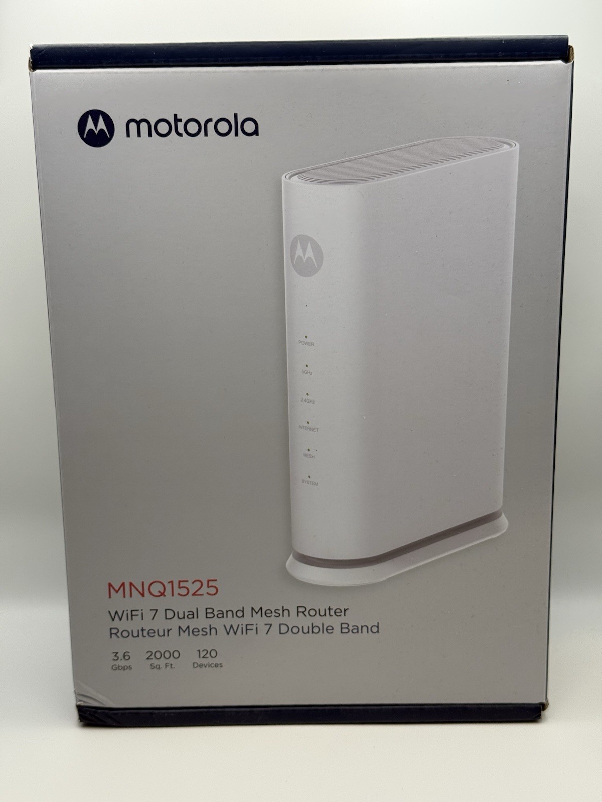 Motorola MNQ1525 White Wi-Fi 7 Dual Band Mesh Router With Adapter