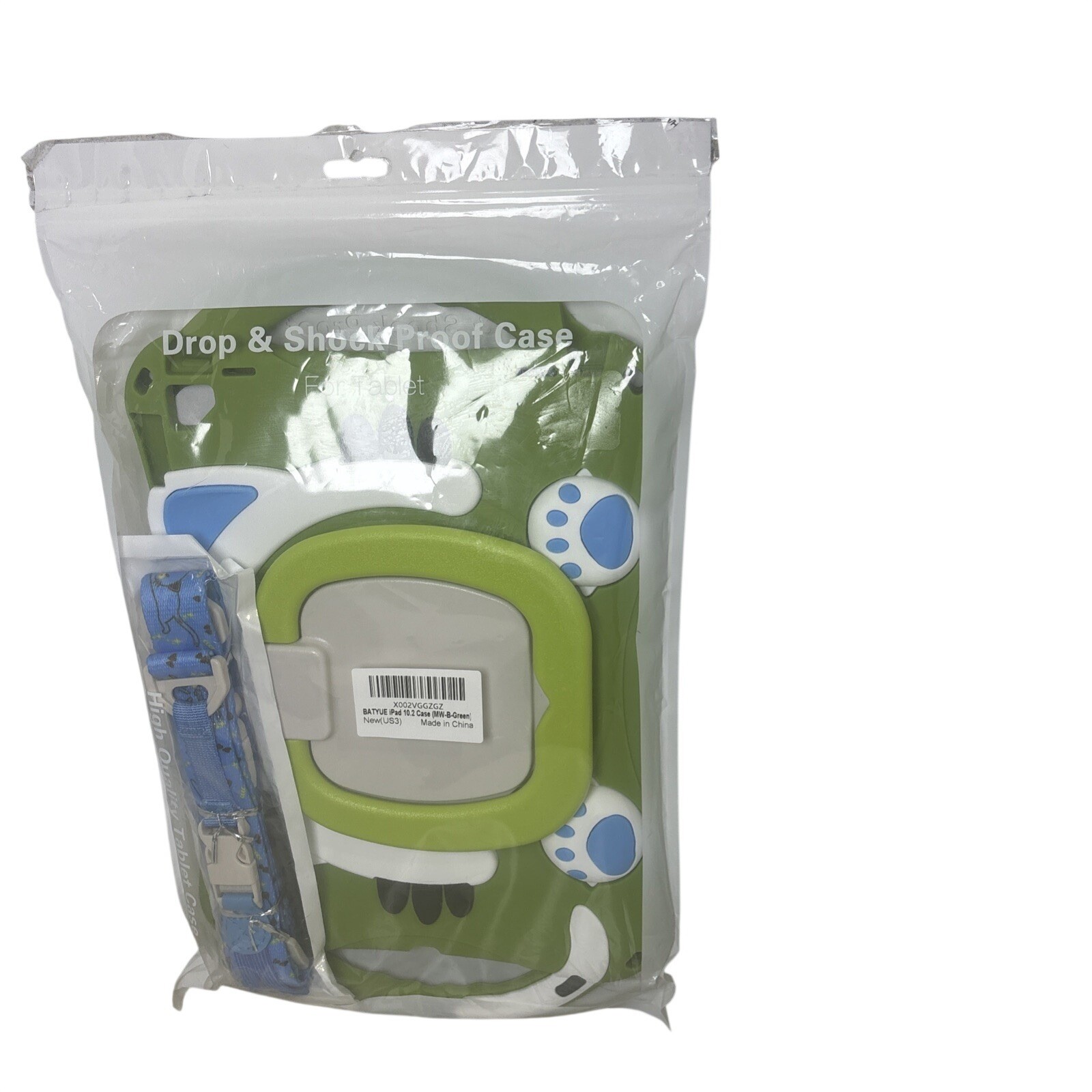 BATYUE iPad 10.2 Case Green Monster Shockproof Rugged Cover with Kickstand Strap