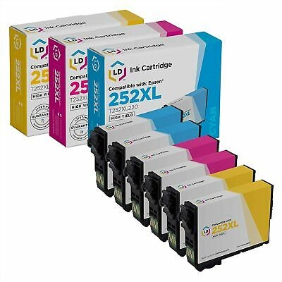 6Pk Replacement Cartridges for Epson Ink 252 XL 252XL T252XL Cyan Magenta Yellow