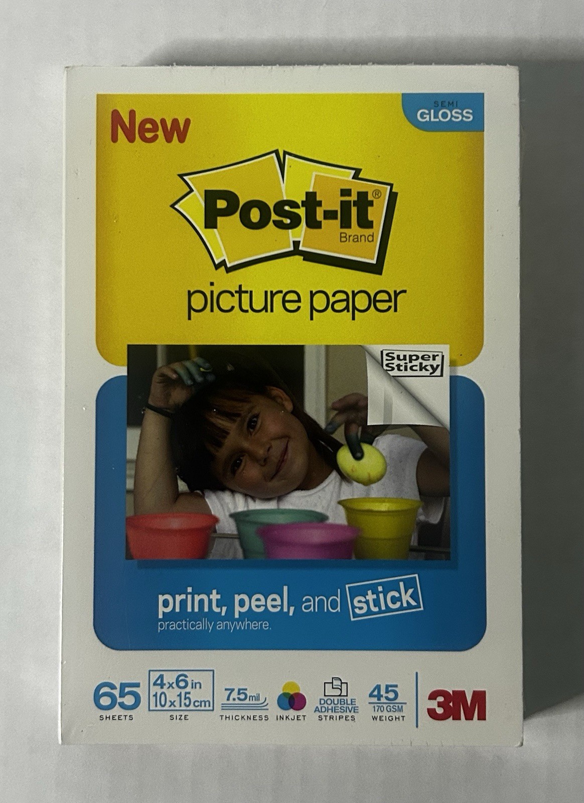 3M Post-it Picture Paper 4x6 Peel & Stick Semi Gloss 65 Sheets New NIP