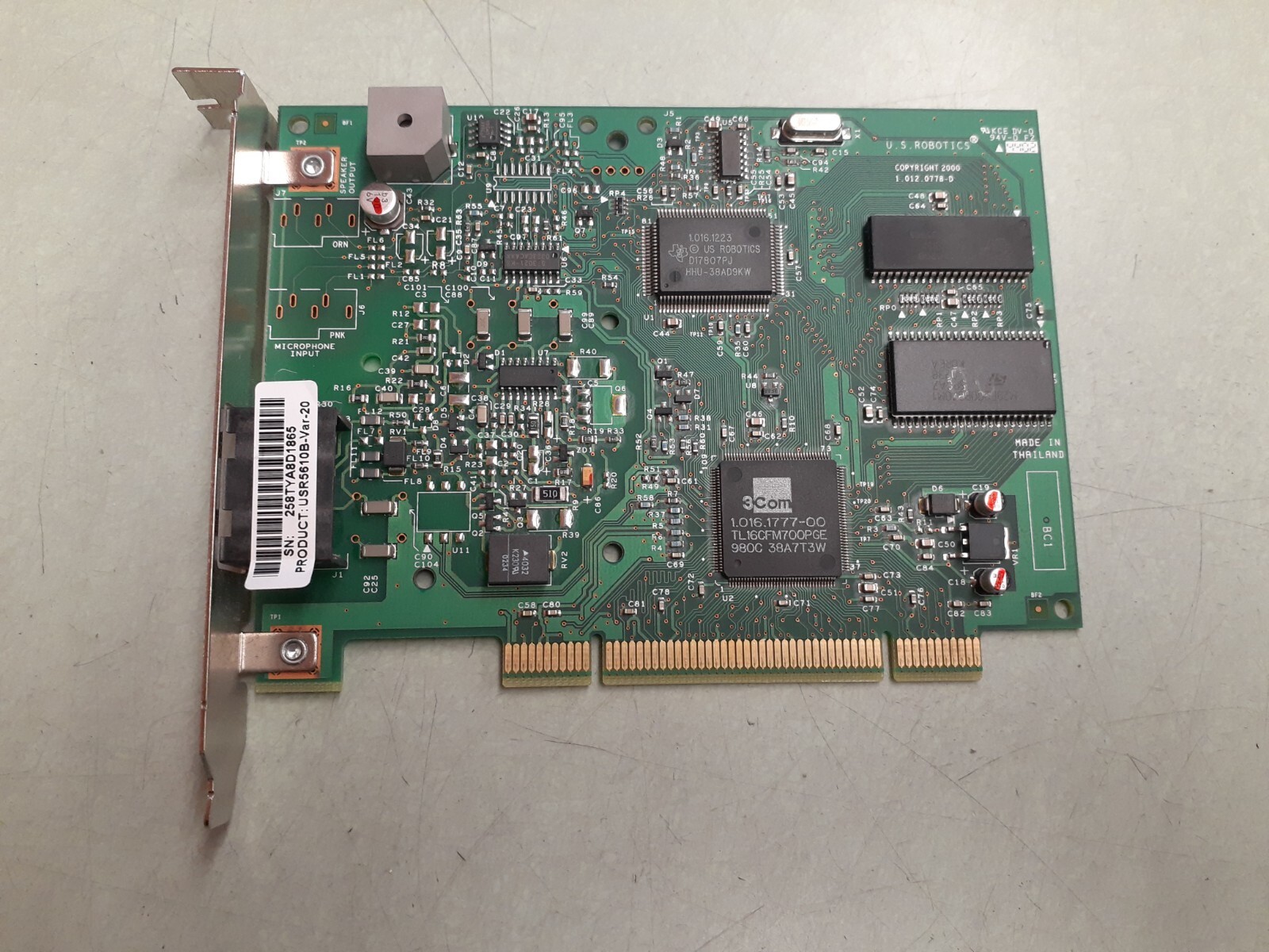 U.S. Robotics 1.012.0778-D PCI NETWORK CARD