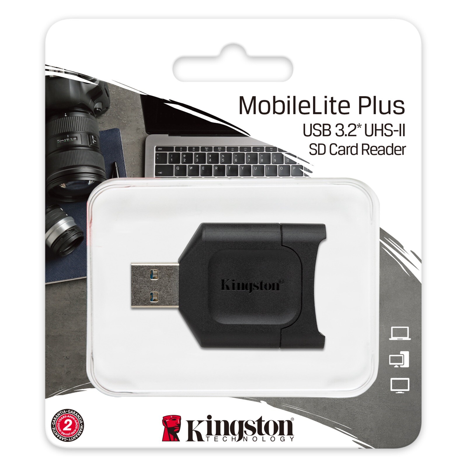 Kingston MobileLite Plus USB 3.2 UHS-II SD Card Reader for SDHC, SDXC (MLP)-UK