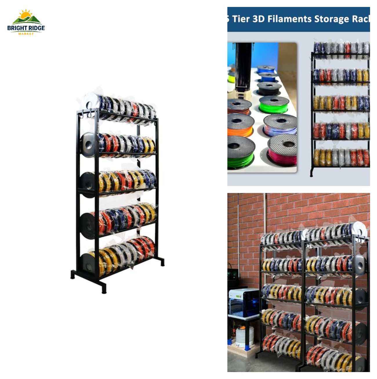 5 Tier 3D Printer Filament Rack Large Capacity Steel Storage Shelves