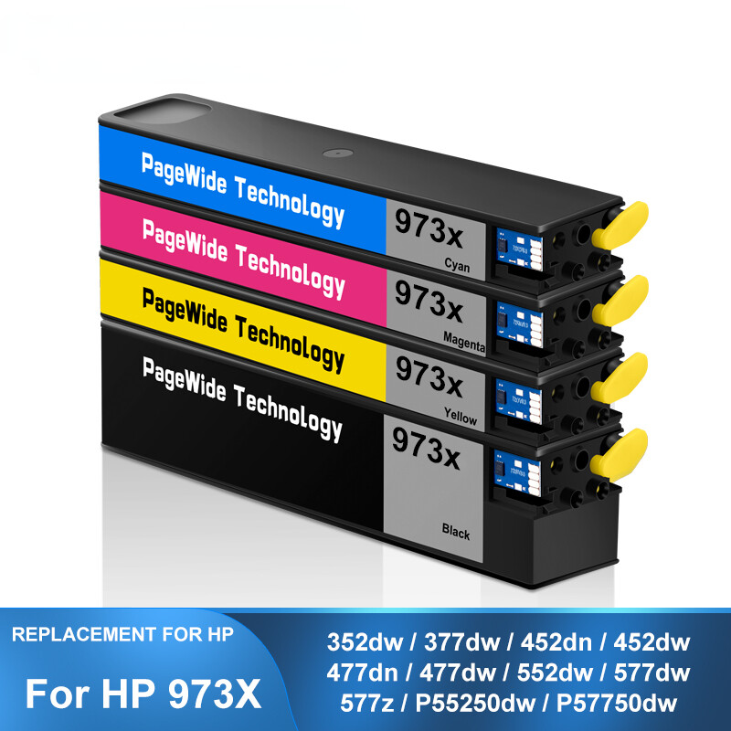 4PC 973X Cartridge With Ink For HP 352dw 377dw 452dn 452dw 477dn 477dw 552dw