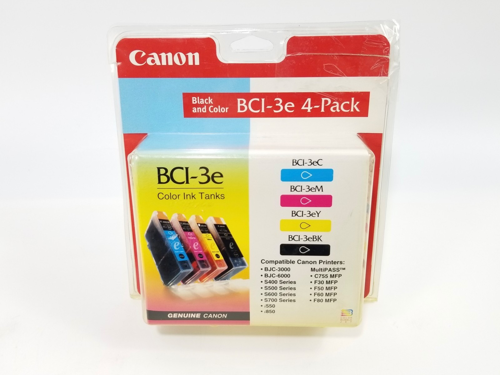 Canon BCI-3e Multipack 4-Ink Tanks Black Cyan Magenta Yellow - Sealed Pack - New
