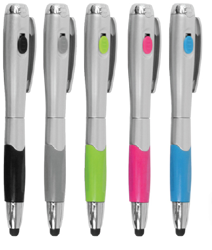 5pk 3-in-1 Stylus Pen Capacitive Touch Screen + LED Flashlight + Ballpoint Pen