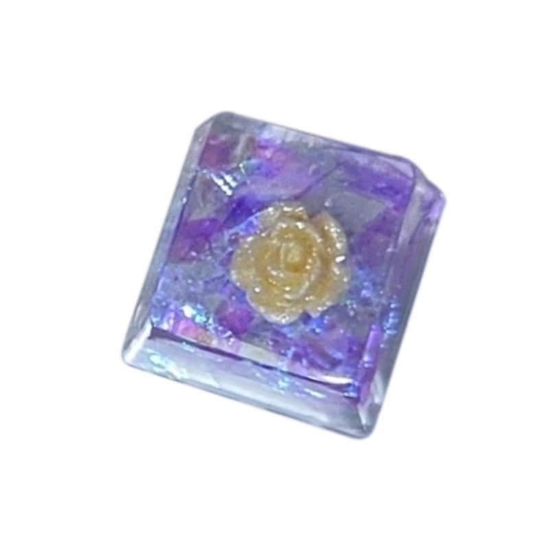 Preserved Flower Keycap Elegant Resin Camellia Flower Keycaps with Backlights