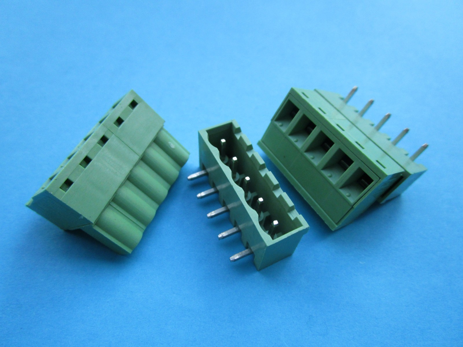 15 pcs 5.08mm Close Angle 5 pin Screw Terminal Block Connector Pluggable Green