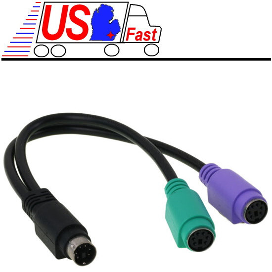 Notebook/Laptop PS2 Y/Splitter Mouse&Keyboard Cable/Cord/Wire Adapter {BLACK