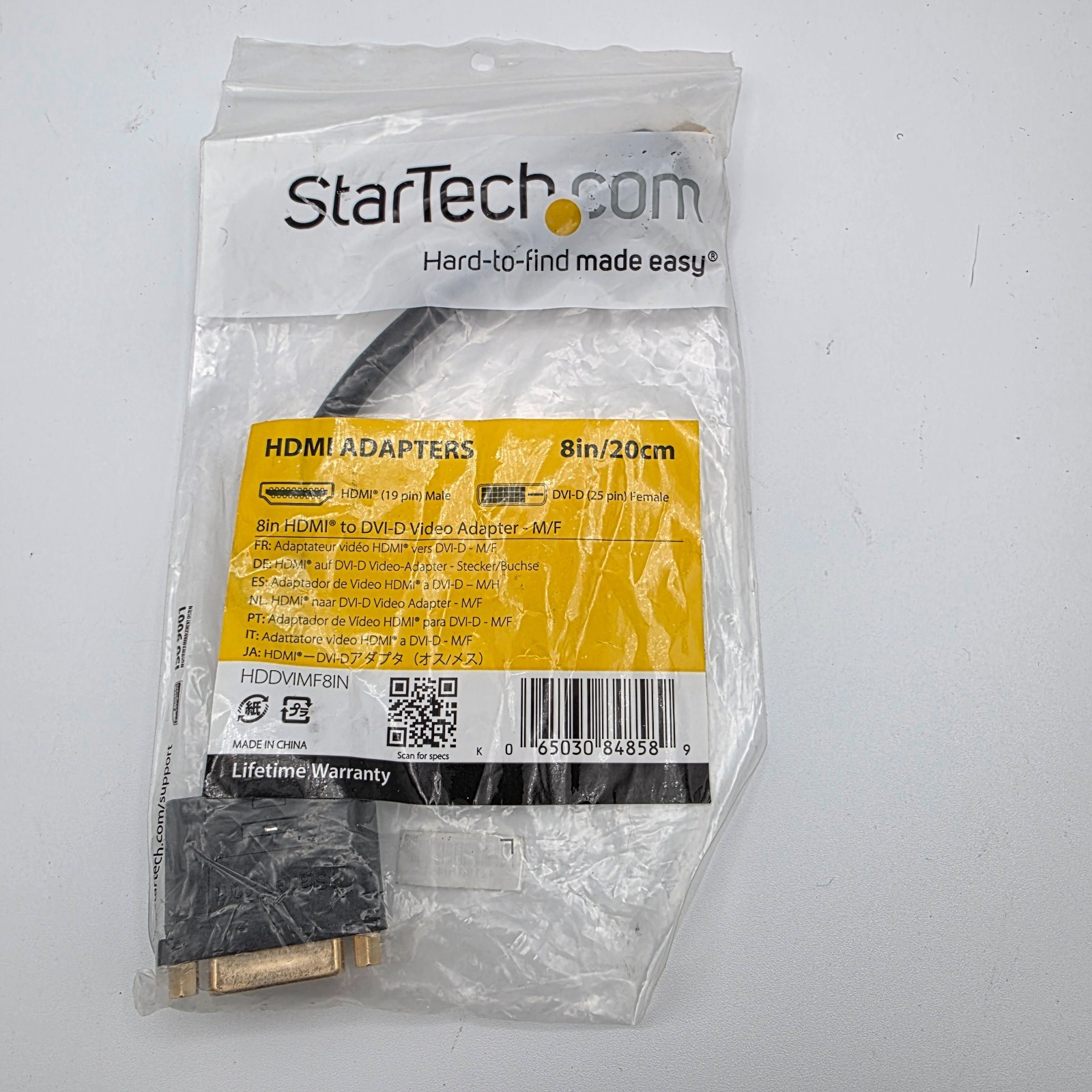 NEW StarTech HDMI to DVI-D (M/F) Video Cable Adapter HDDVIMF8IN ( 8in/20cm )