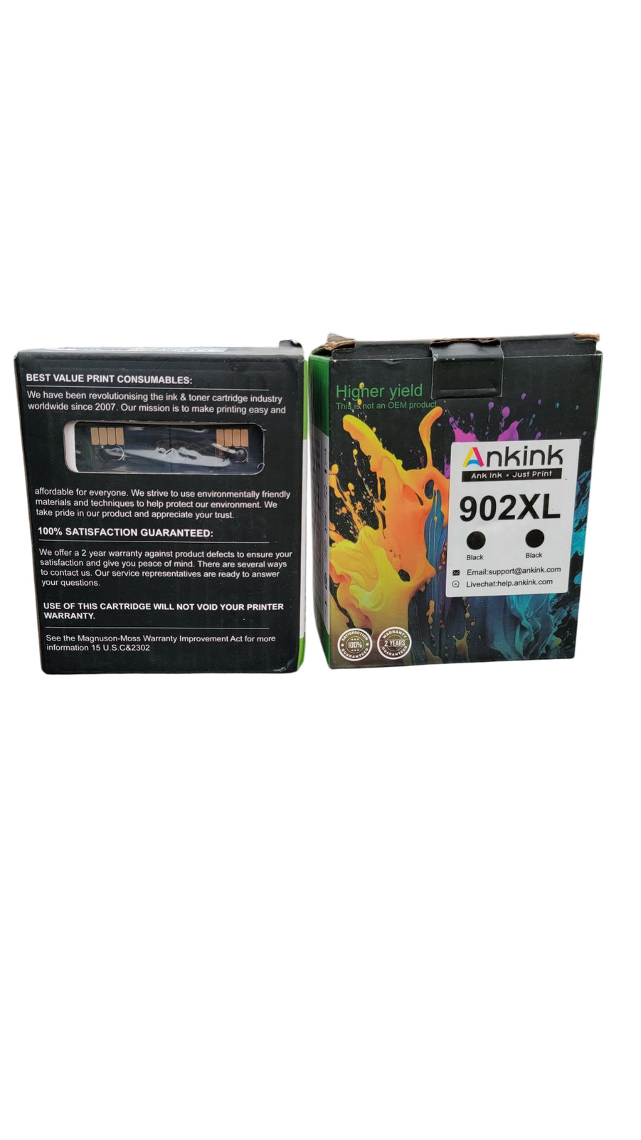 Ankink 902XL Ink Cartridge Black High Yield Compatible HP Printer Ink New 2 Pack
