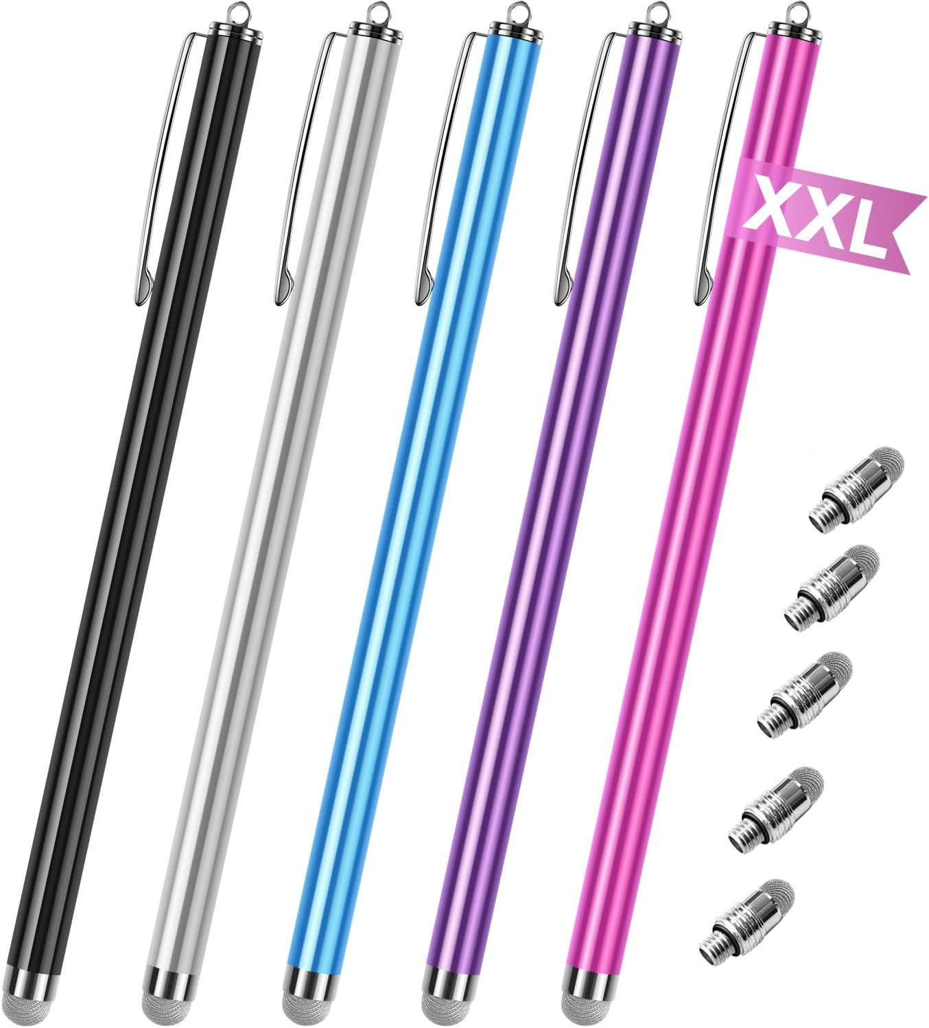 Long Stylus Pen for Touch-Screen [5 Pack] Fiber Mesh Tips Capacitive Pen