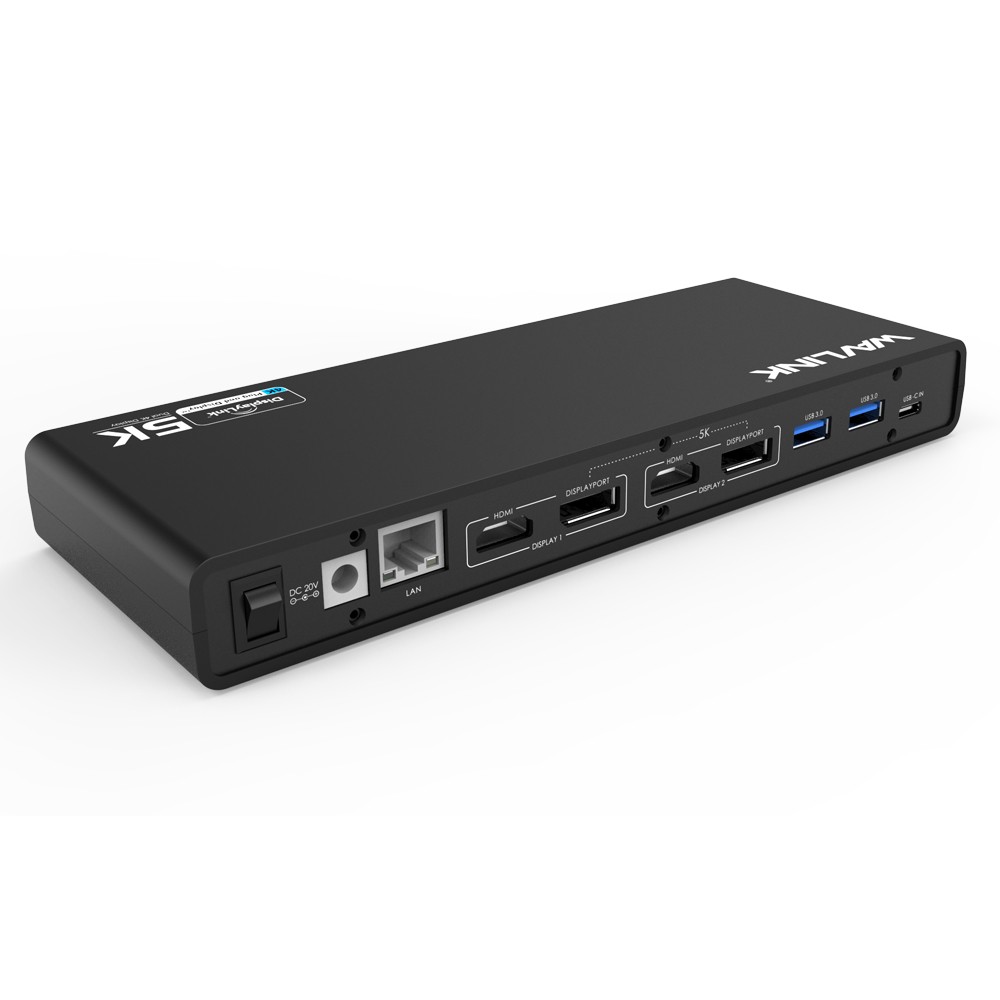 DisplayLink Docking Station 2 Monitors Dual 4K@60Hz Display 2HDMI 2DP 6x USB3.0