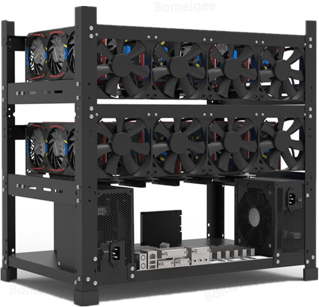 Mining Rig Frame for 12GPU, Steel Open Air Miner Mining Frame Rig Case, Support