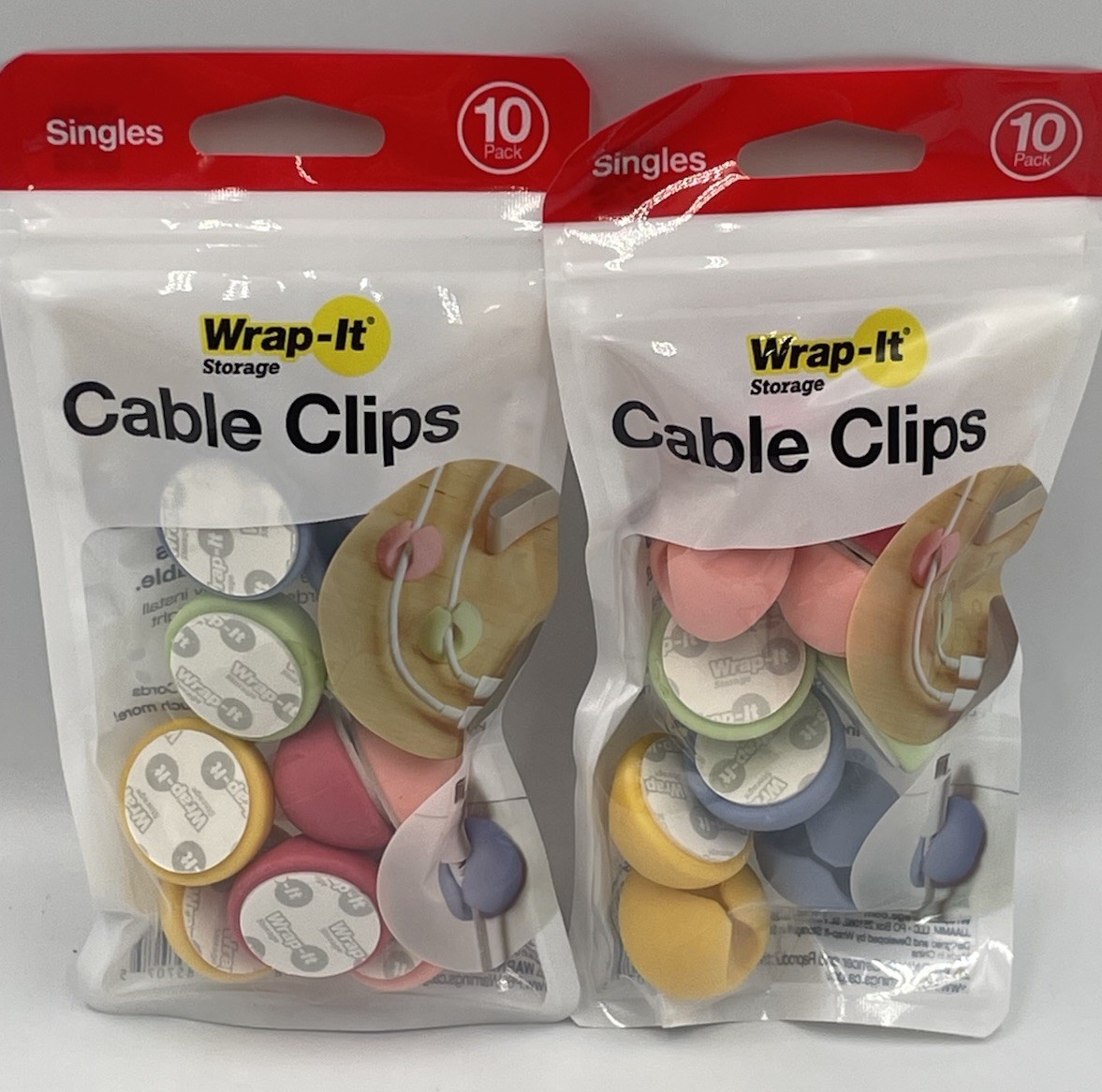 2 pack Wrap-It Cable Clips for Cable/Wire Organization COLOR 10/pack x2 **NEW**