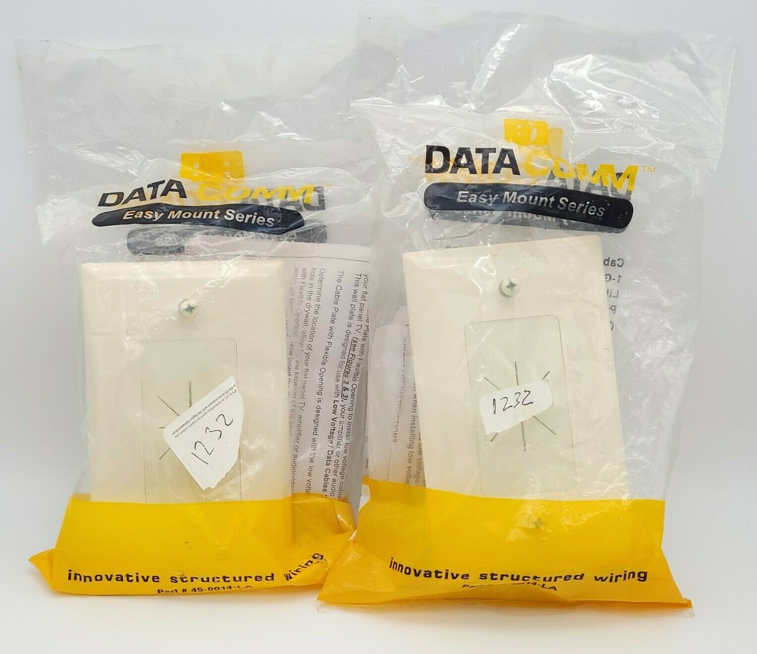 Datacomm 45-0014-LA Cable Wall Plate Flexible Opening 1Gang Lite Almond Lot of 2