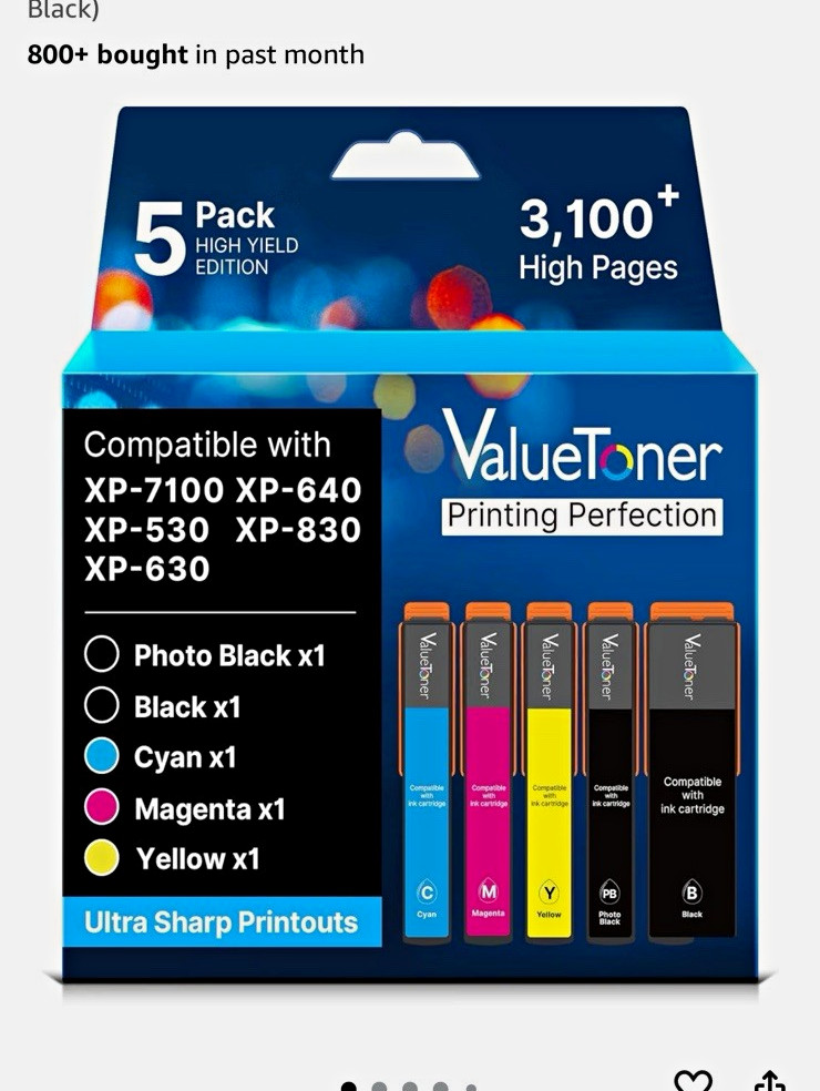 ValueToner 410XL Compatible Ink Cartridge 5 Pack for Epson XP-7100 XP-640