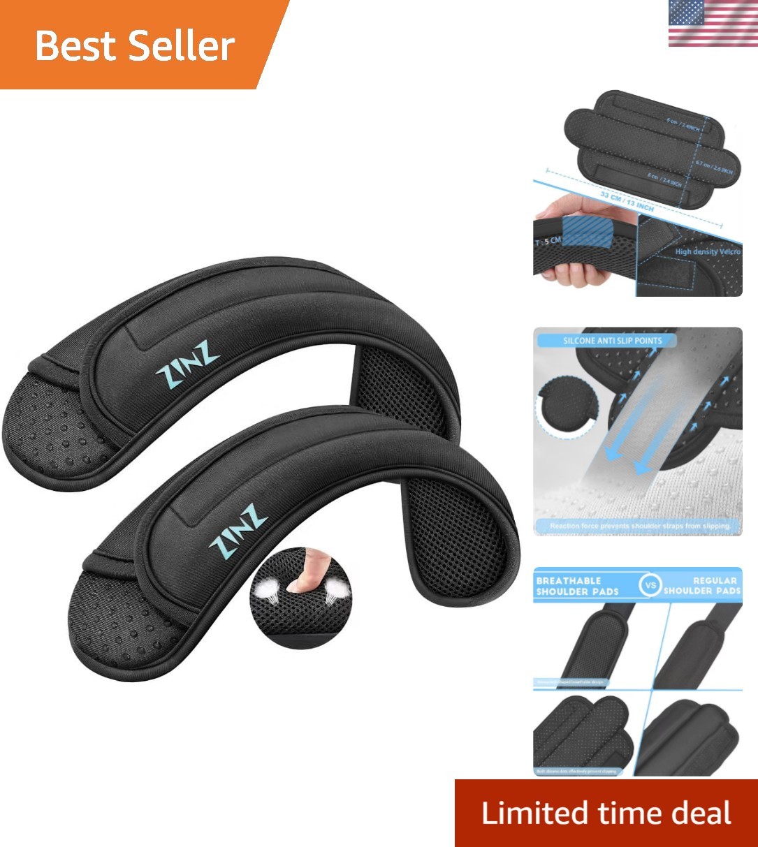 2-Pack Universal Shoulder Pad with Ultra thick Cushion for Bag Luggage Bag Cr...