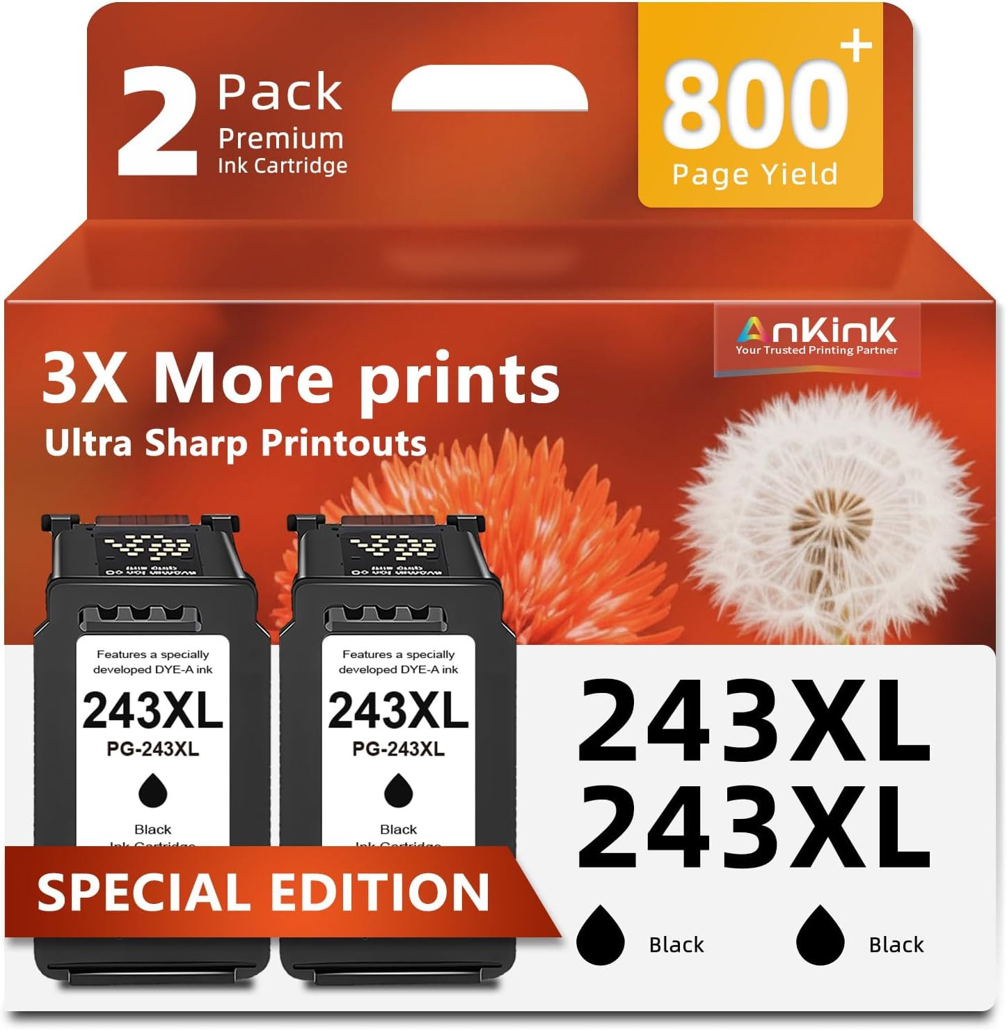 243XL Black Ink Cartridges Replacement for Canon Ink 243 PG-243 XL Cartridge Fit