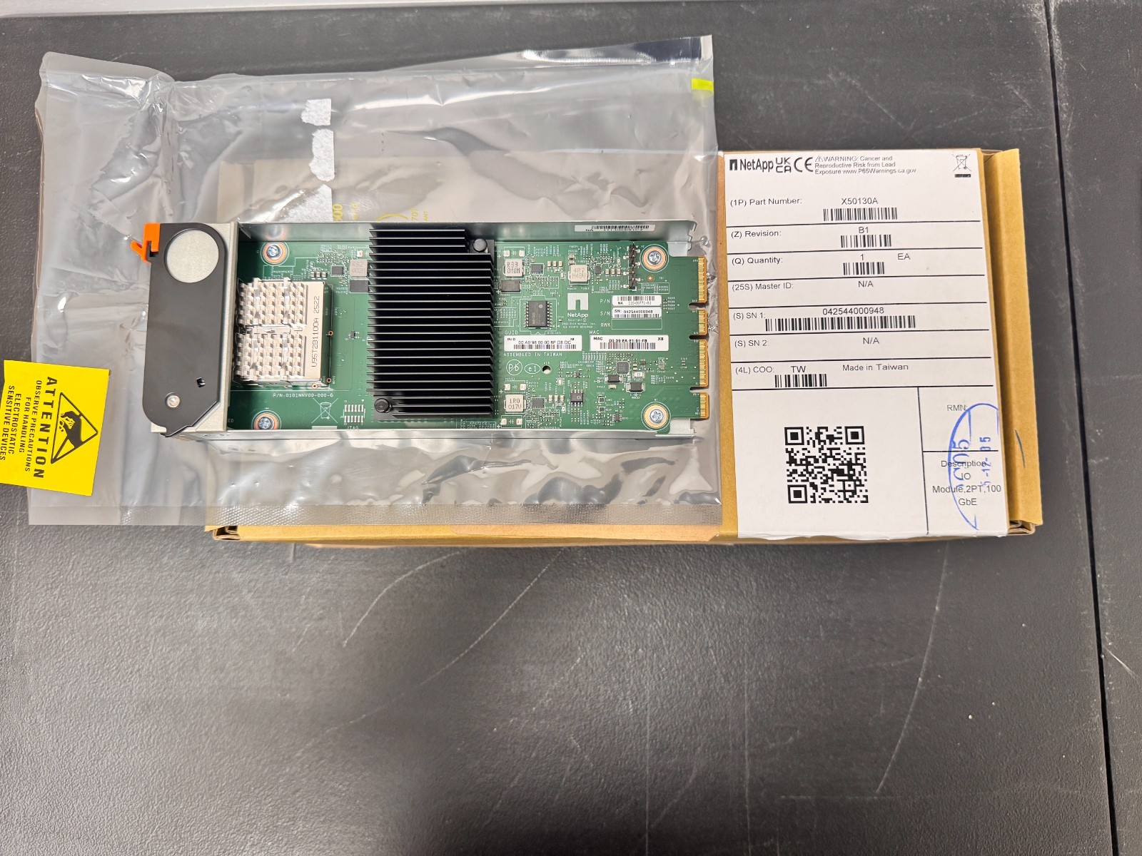 NetApp X50130A 2-Port 100GbE QSFP28 I/O Module 110-00771 (SN 042544000948) *NEW*
