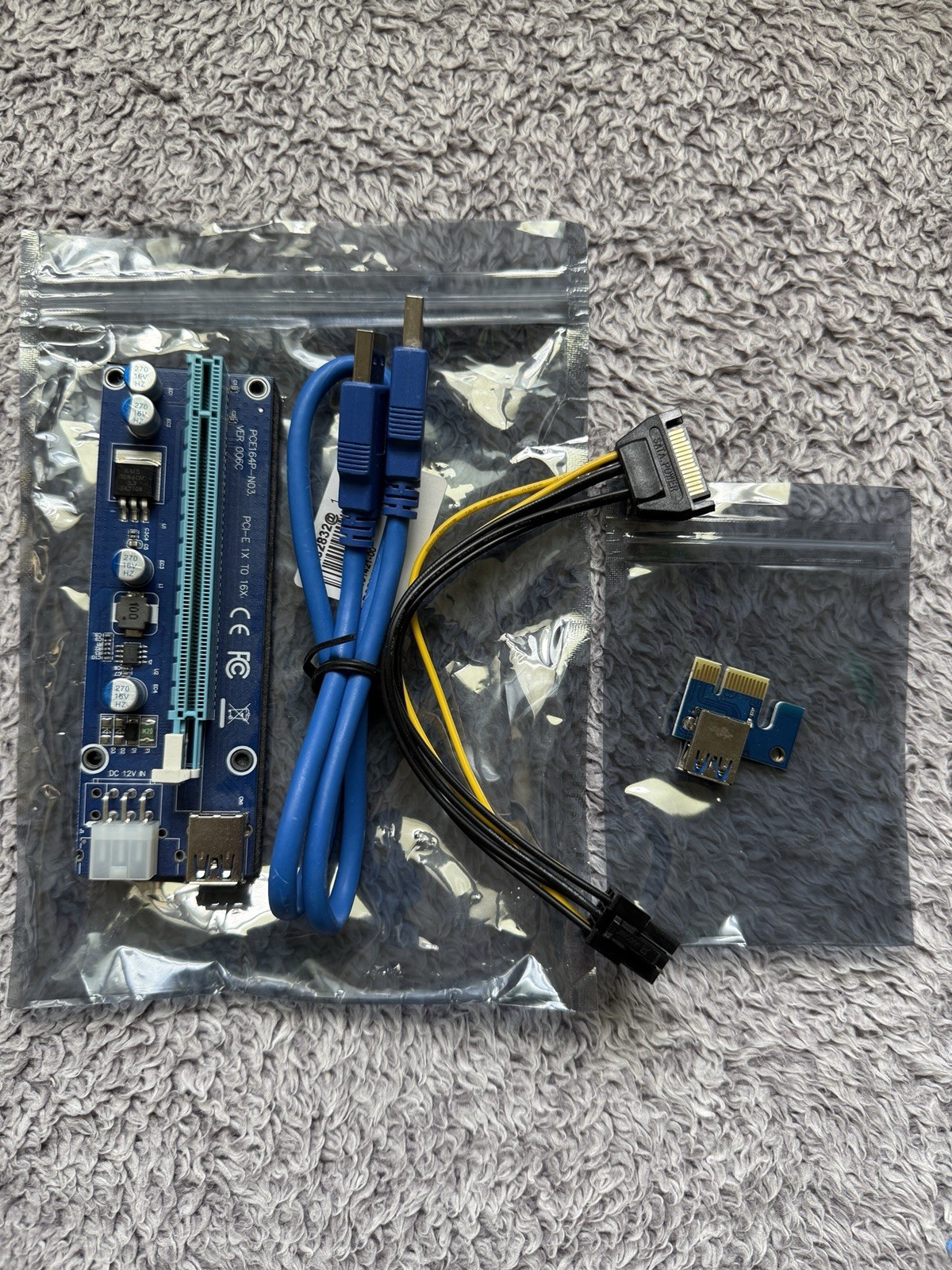 PCI-E 1x to 16x Powered USB 3.0 GPU Riser Extender Adapter Card