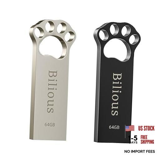 USB Flash Drive, 2PCS Cute Catpaw Style Thumb Drive Portable Key 64GB 2 Pack