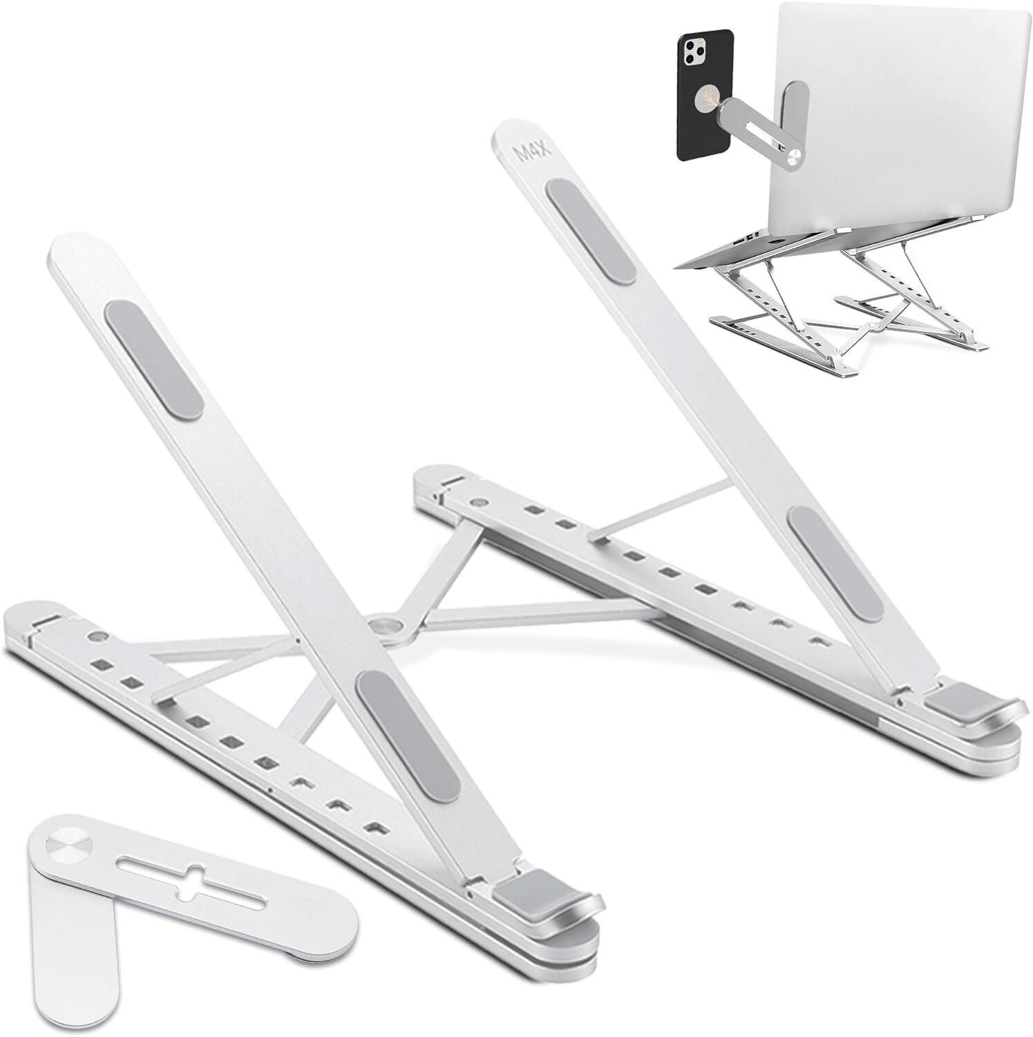 Laptop Tablet Stand With Magnetic Mobile Phone Holder Foldable Portable