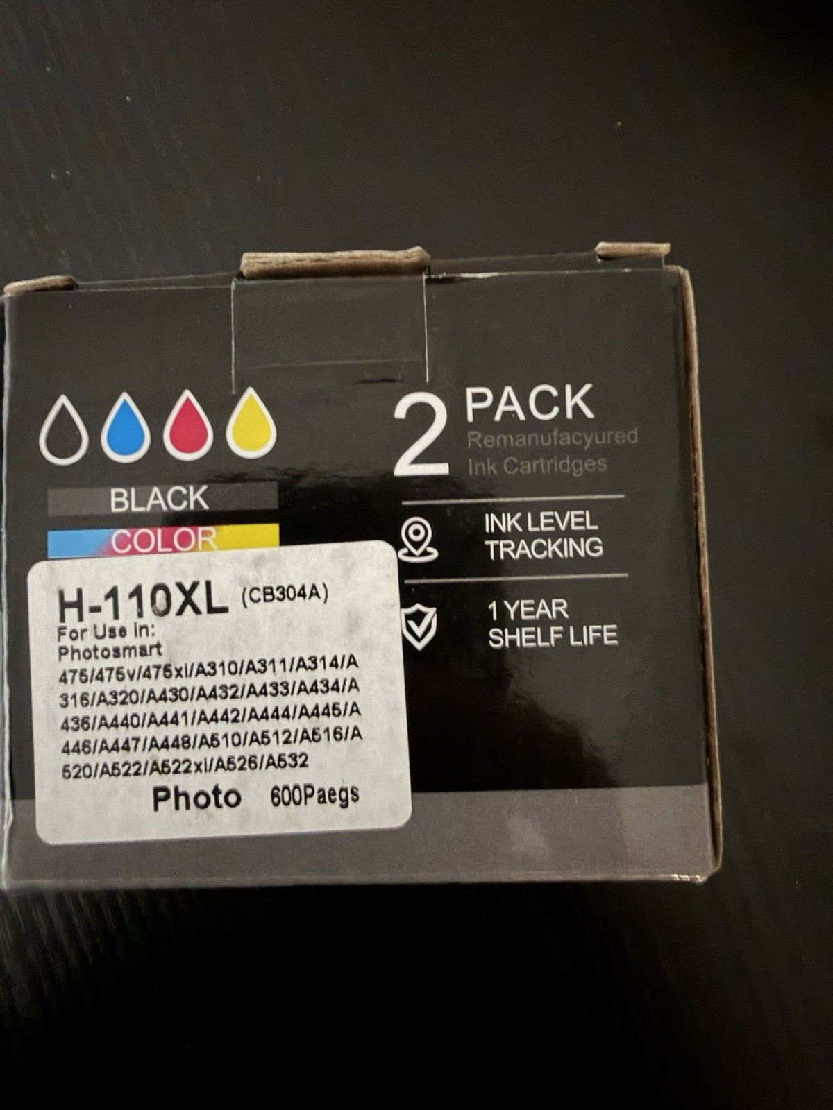 2-Pack Compatible 110 Ink Cartridges for HP PhotoSmart A510 A520 A530 A610 A620
