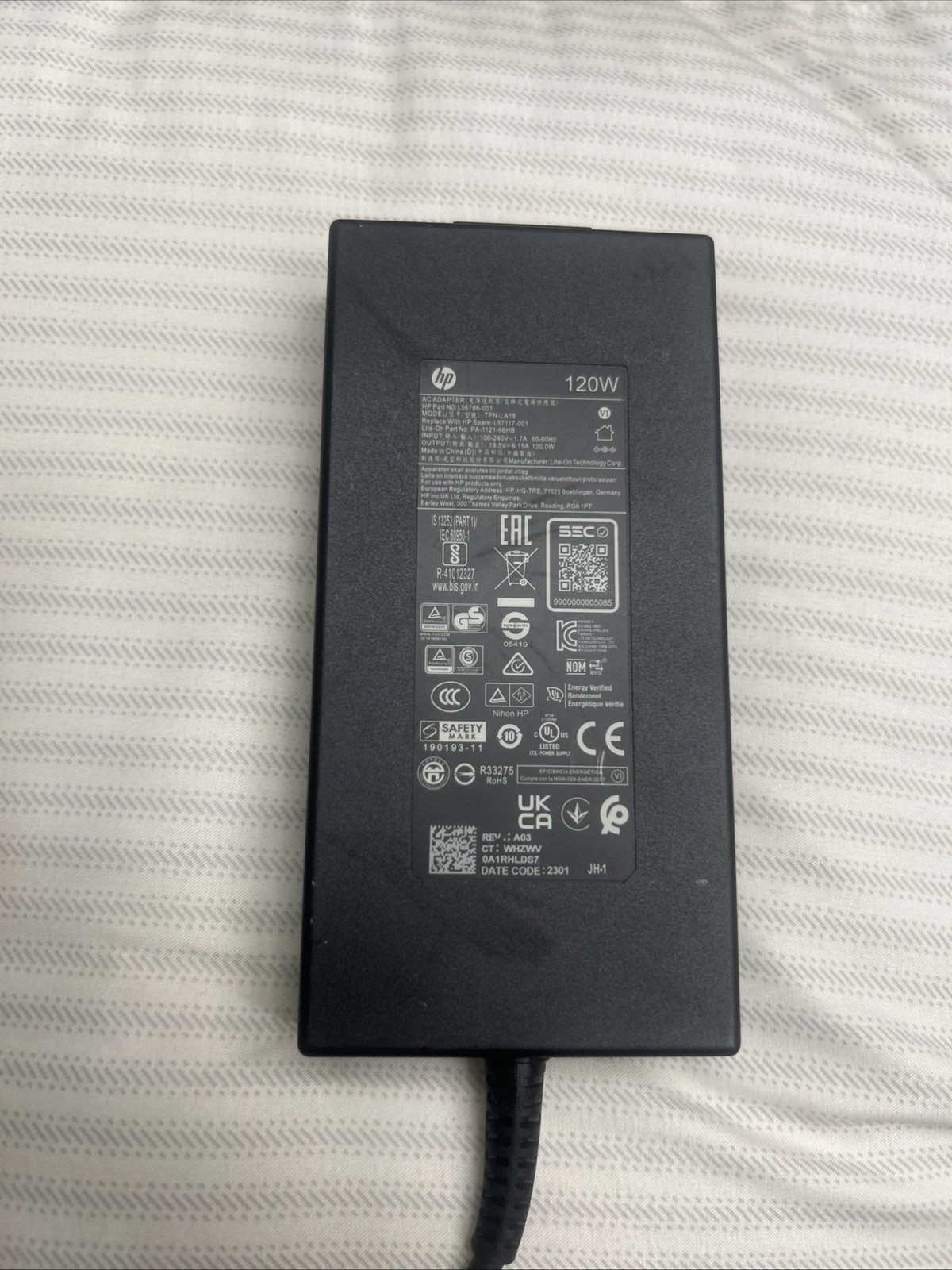 HP OEM 120W 7.4mm Smart Pin Big Barrel AC Adapter
