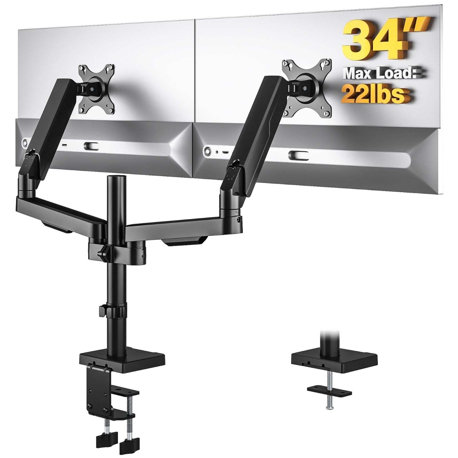 TAVR FURNITURE Tall Premium Dual Monitor Desk Mount for 17"-34" Screens,