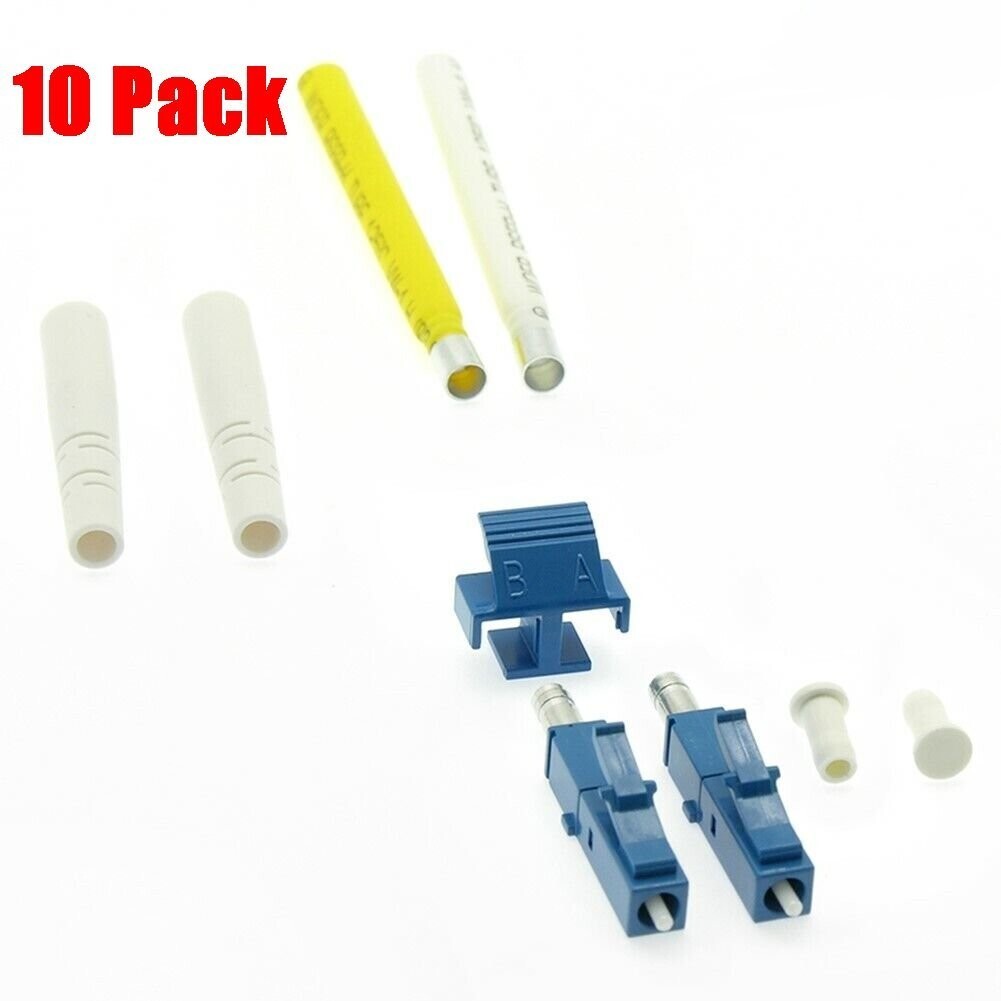 10 Pcs LC UPC Fiber Optic Single mode Duplex Optical Connector 2mm Blue 10 Pack