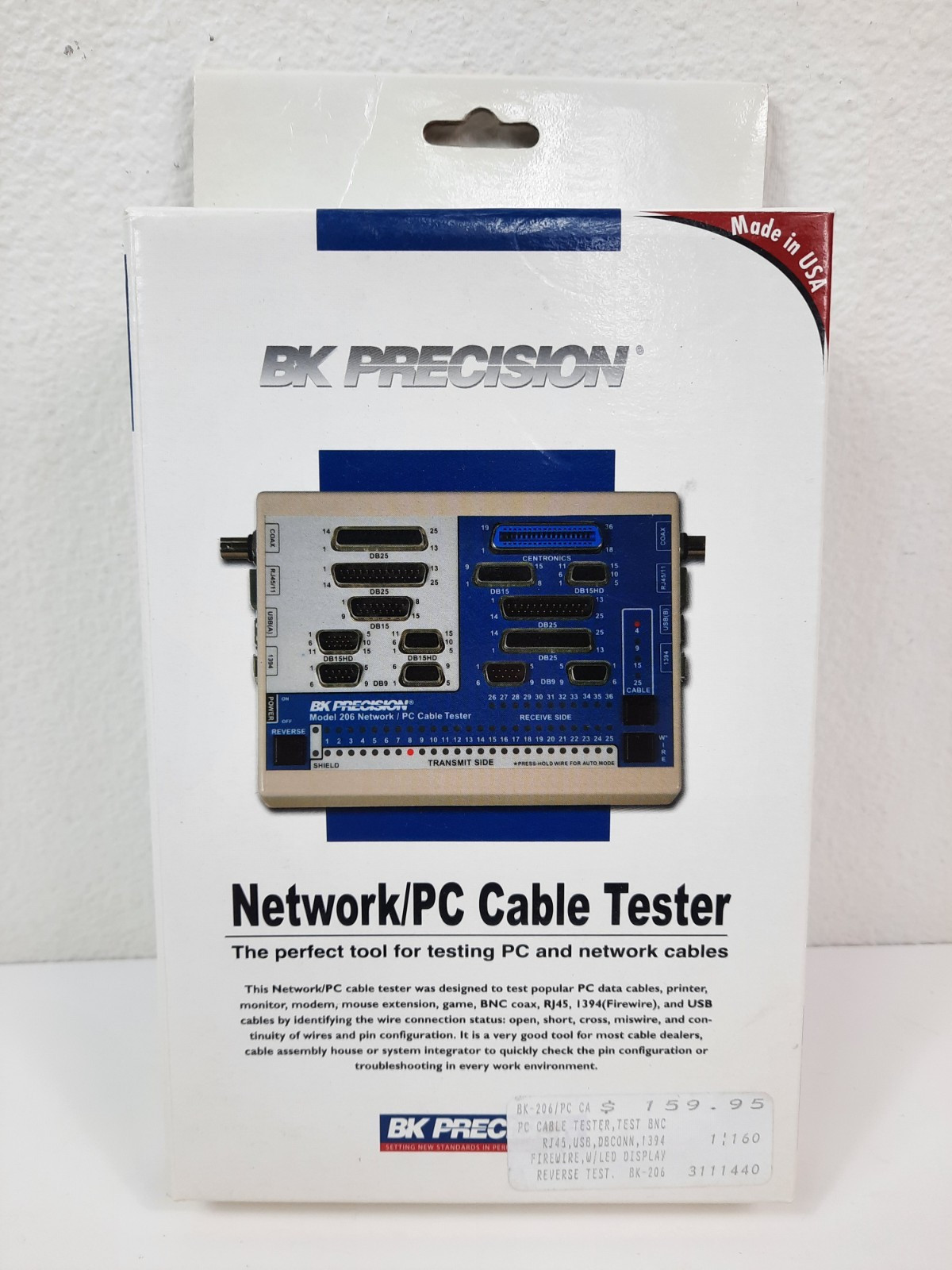 BK Precision Model: 206 Network PC Cable Tester, Made In USA, New In Box