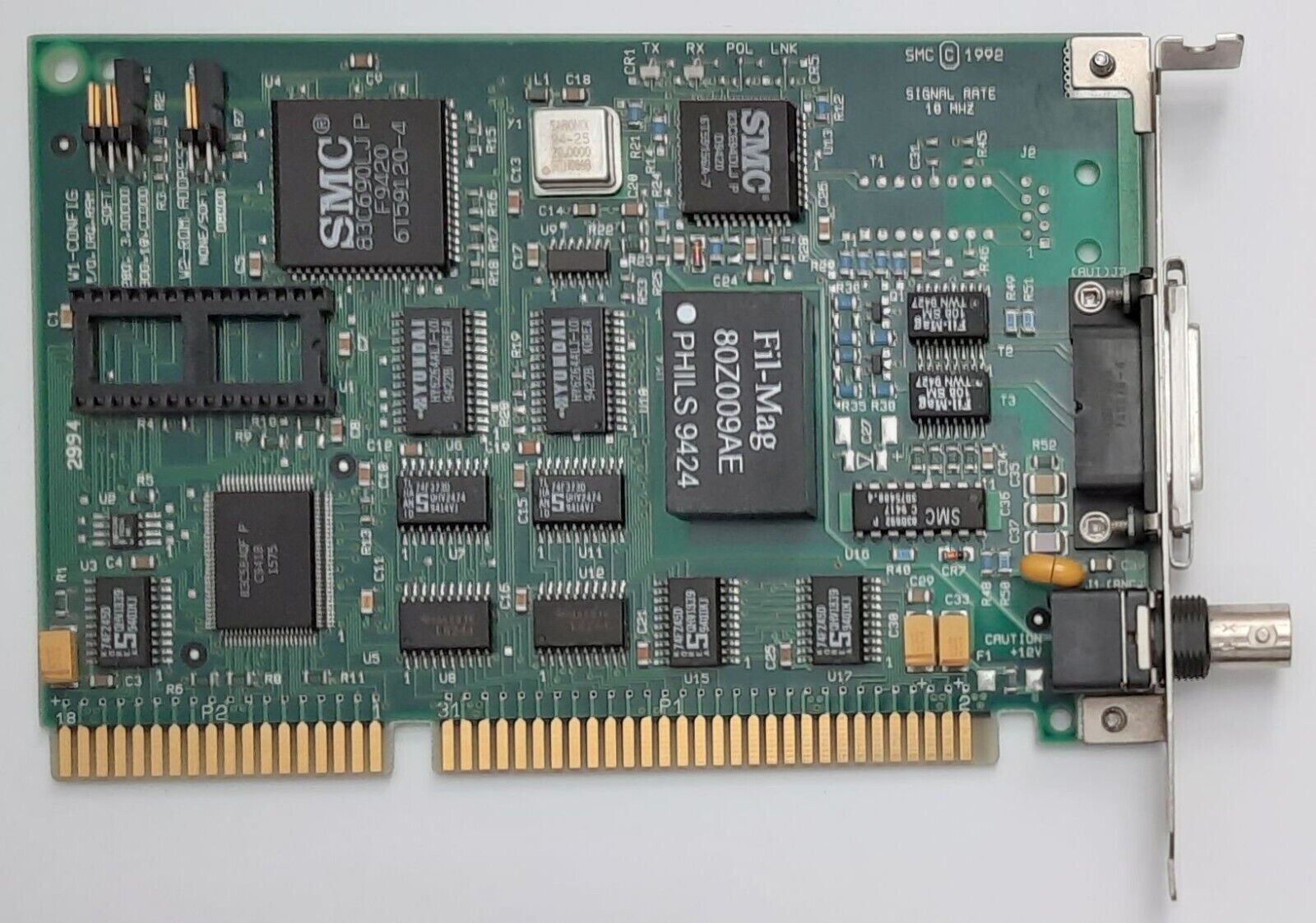SMC EtherCard Elite 16 ISA Network Card (8013EPC, SMC 83C690, Retro, BNC, 1992)