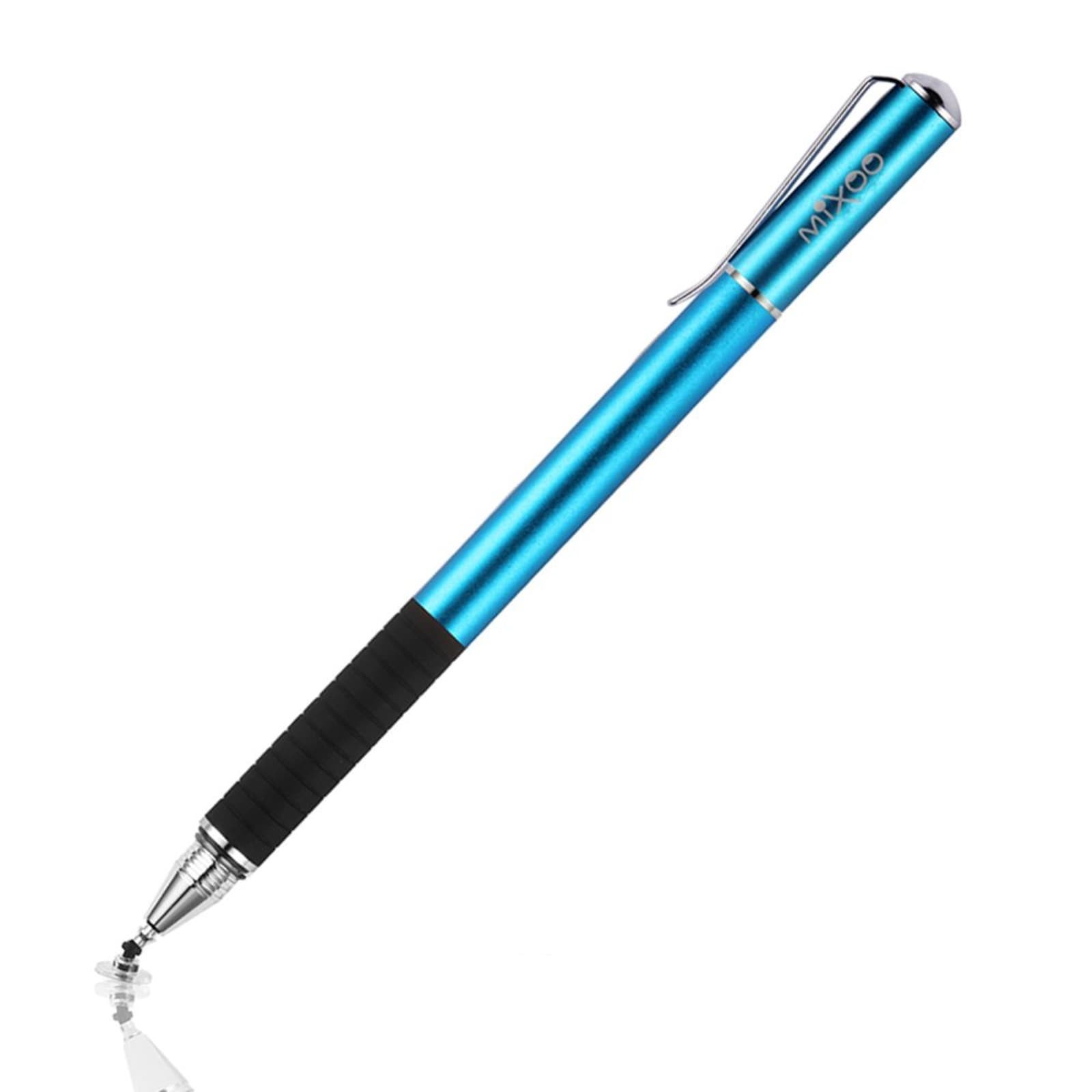 Mixoo 2-in-1 Capacitive Stylus Pen Blue Disc Fiber Tips 3 Replacement Tips