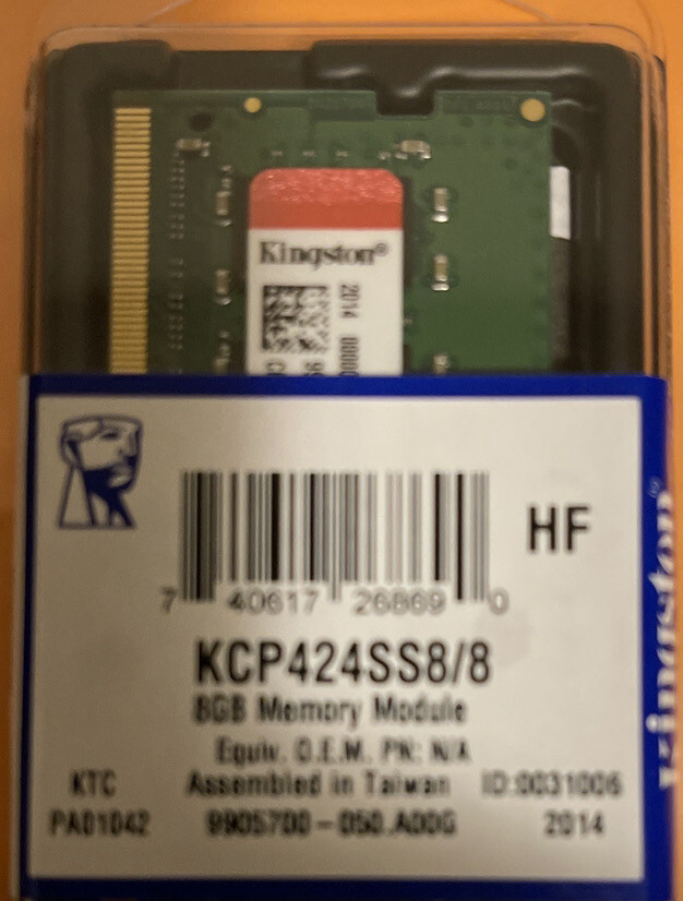Kingston KCP424SS8/8 8GB DDR4 SDRAM Memory Module - 2400 MHz - 260-pin - SoDIMM