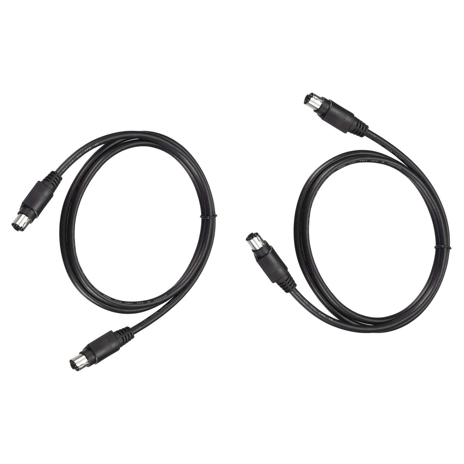 6P 3.28 Feet PS/2 Extension Cable Black Mouse Keyboard Male to Male , 2Pcs