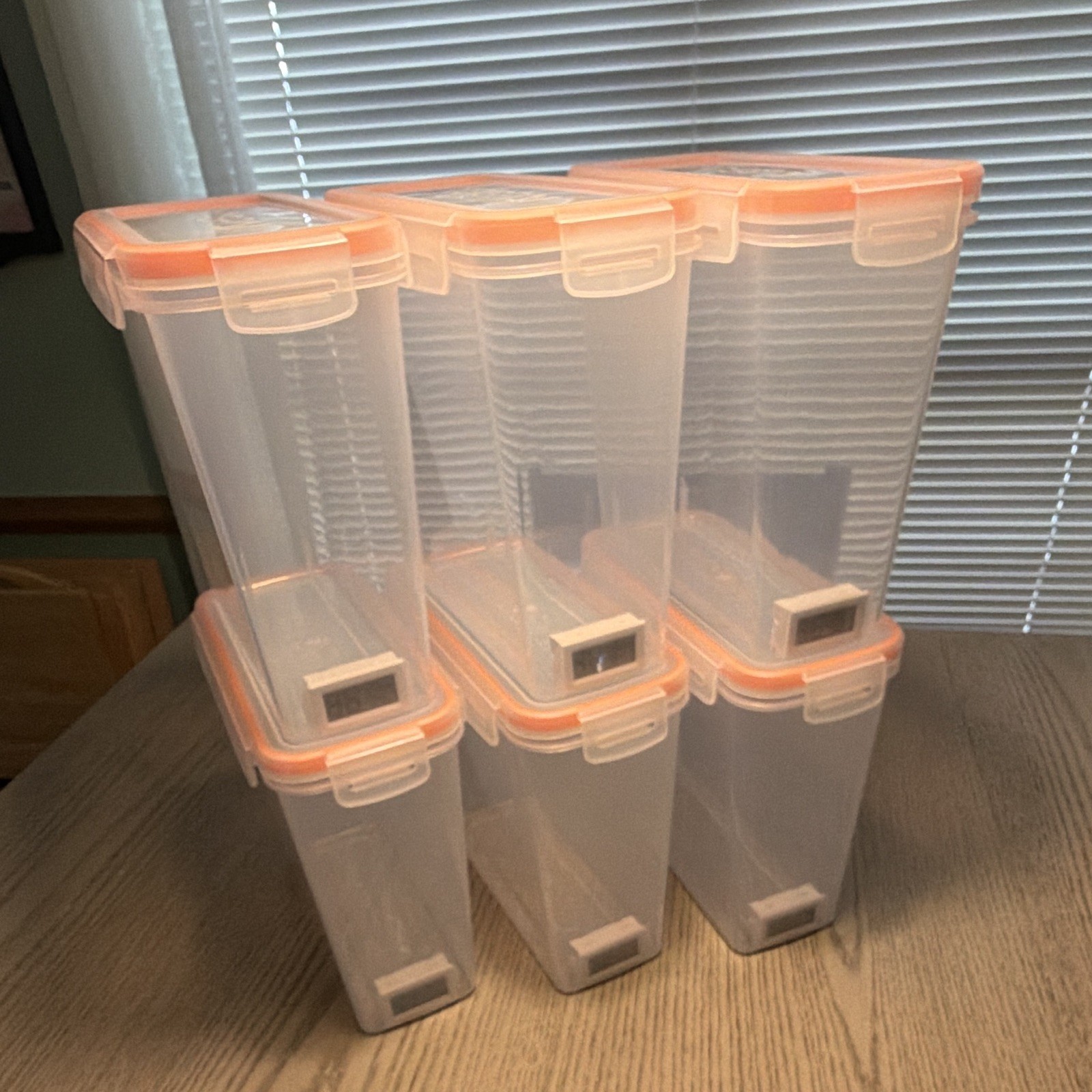 YOOPAI 6pk Clear/Orange Plastic 3D Printer Filament Storage Containers. 1 Spool