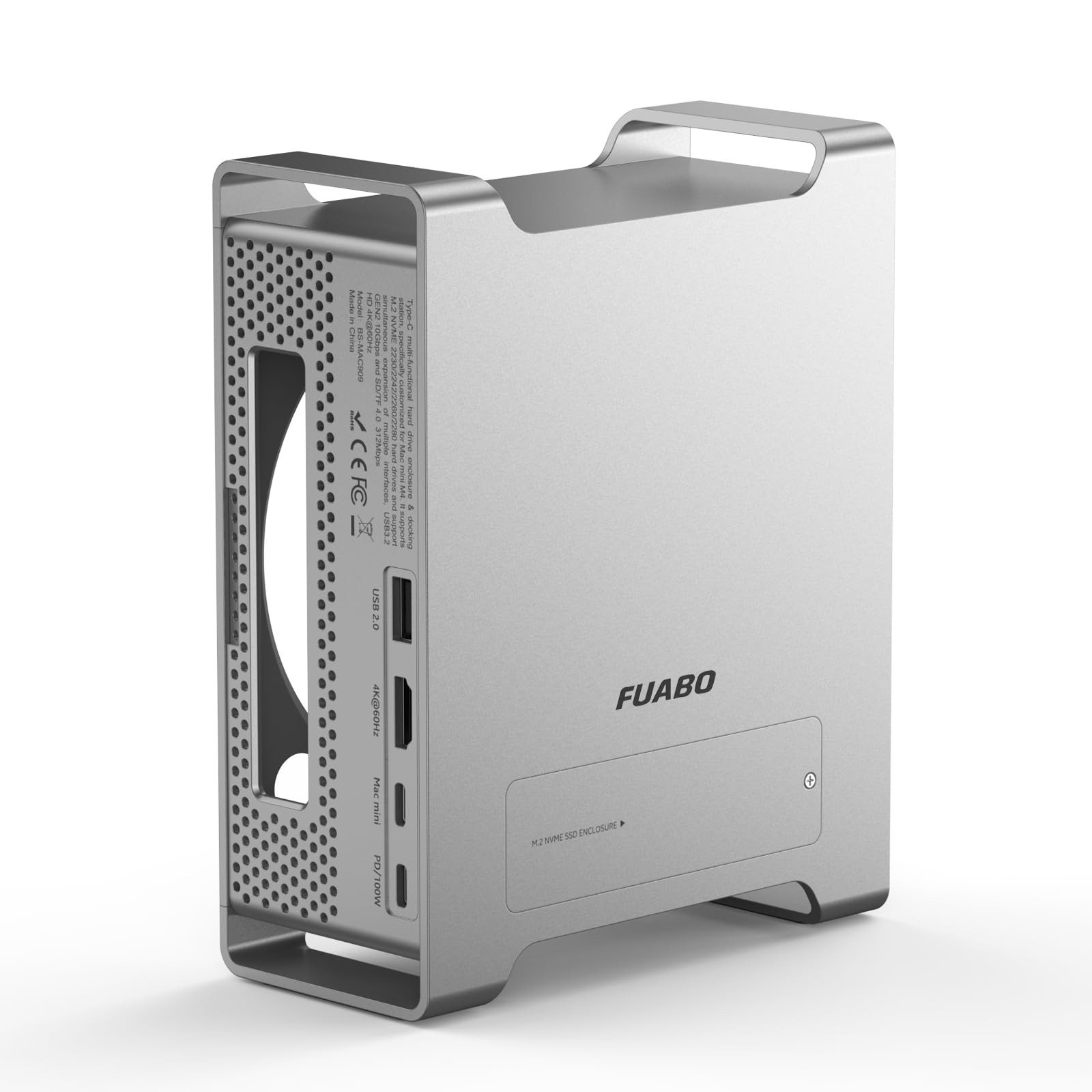 FUABO Docking Station Case for Mac mini M4/M4 Pro, NVMe SSD Enclosure Expands...