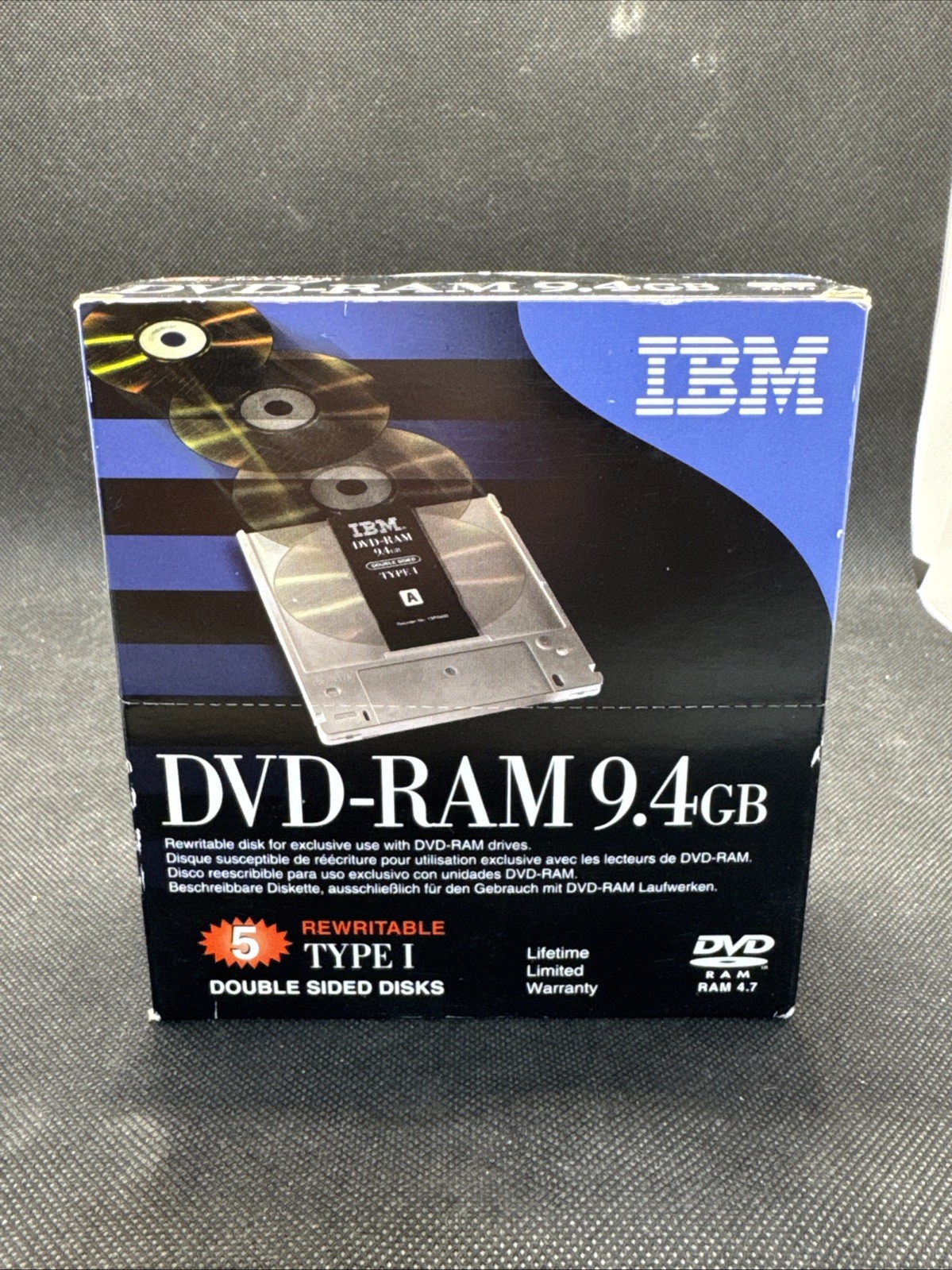 IBM DVD-RAM 9.4GB Double Sided ReWritable Blank DVD RAM Cartridge TYPE I