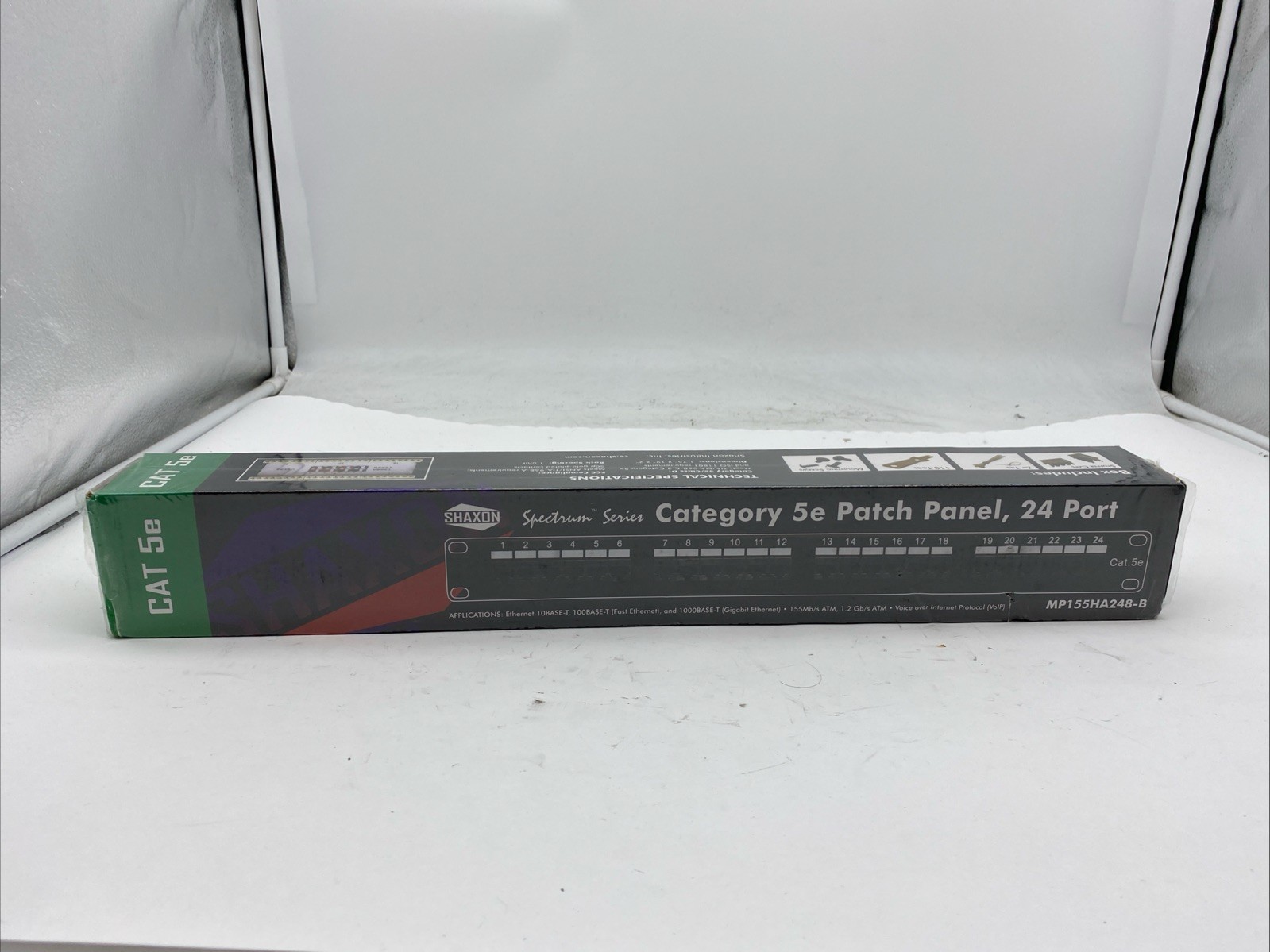 Shaxon CAT 5e 24 Port Patch Panel Black MP155HA248-B NEW