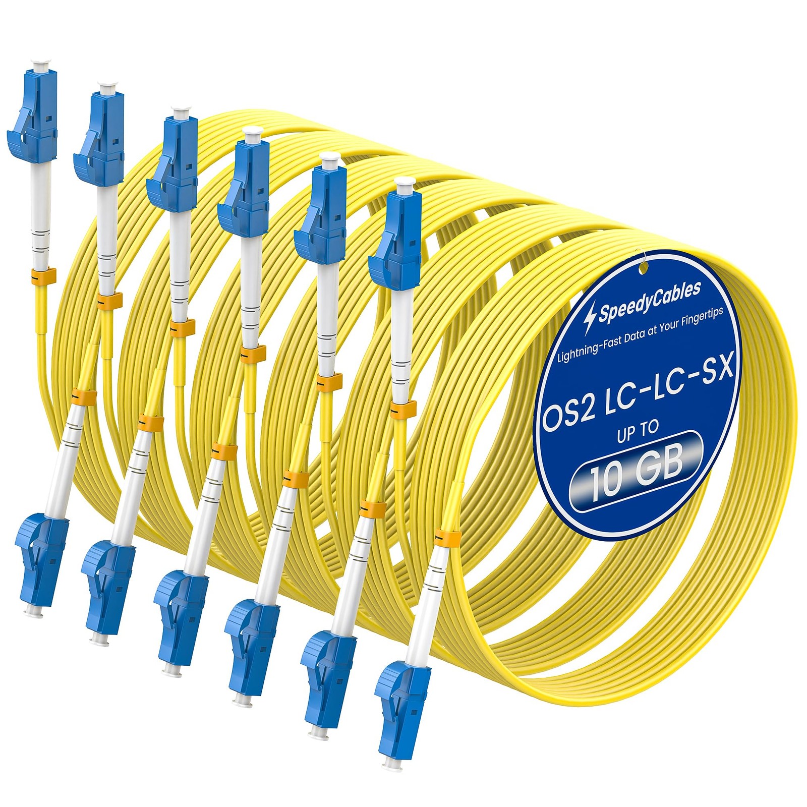 6 PCS 16ft/5m OS2 LC To LC Single Mode Fiber Patch Cable 9/125um SMF Yellow