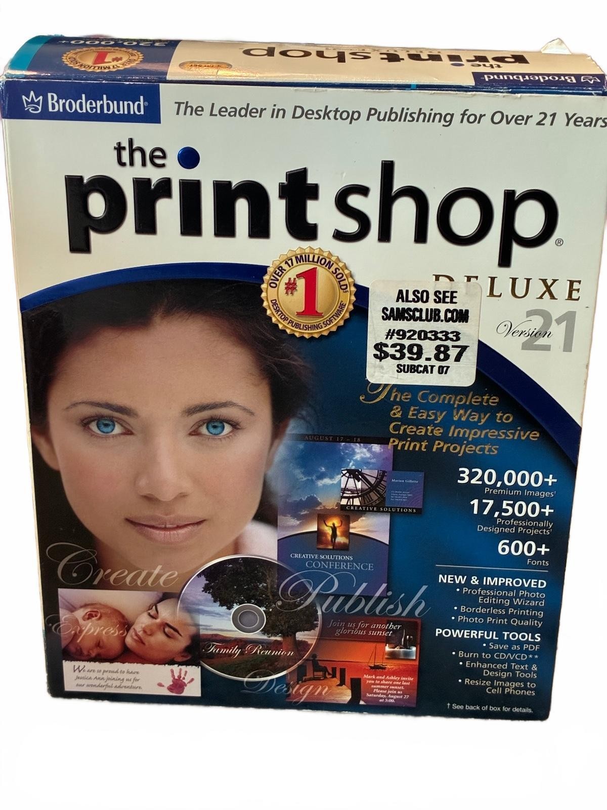 Broderbund The Print Shop Deluxe 21 PC software with box manual and discs
