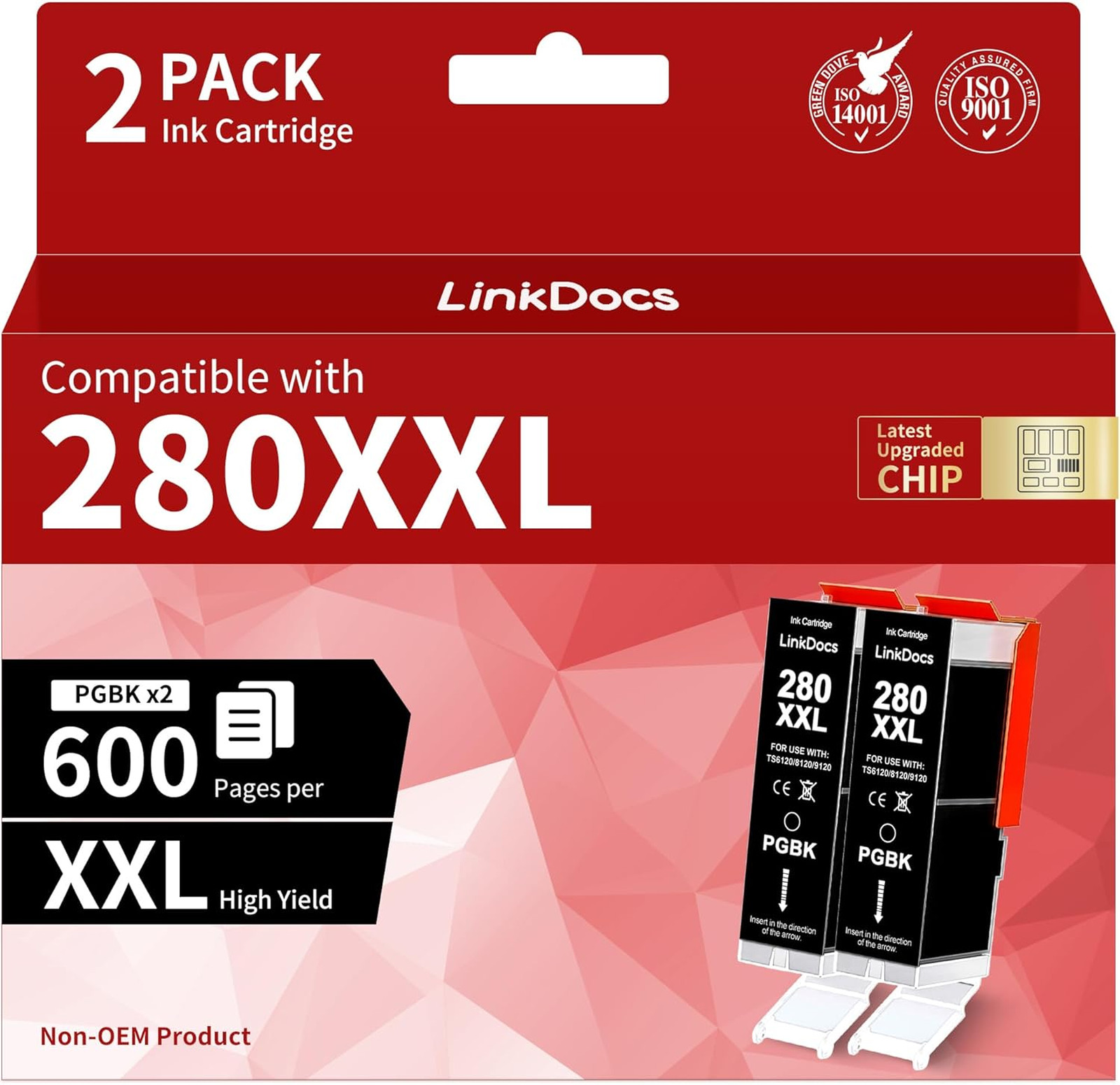 280XXL Printer Ink Cartridges Black Compatible with Canon 280 XL PGBK for Pixma