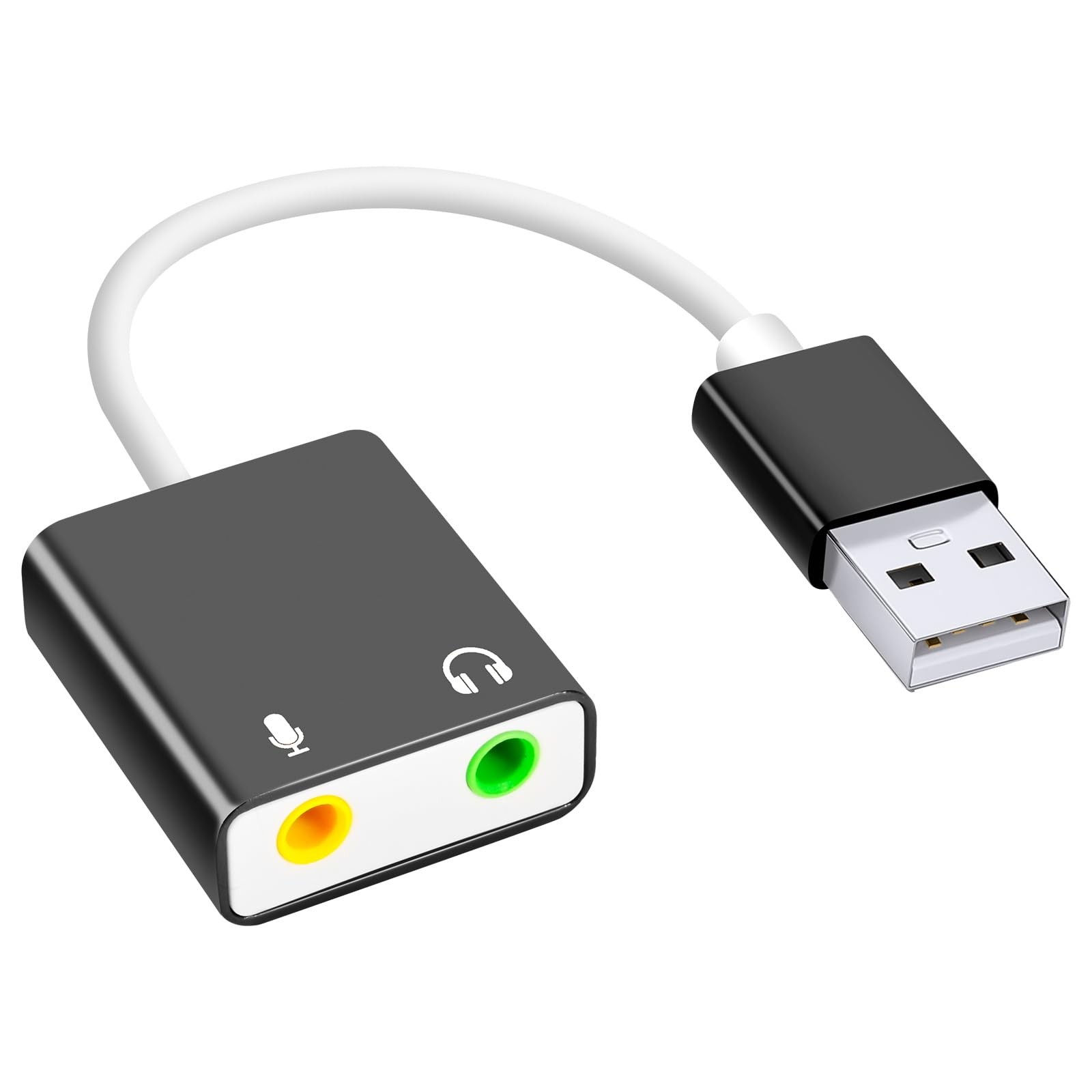 USB Audio Adapter, External Sound Card for PC and Laptop，USB Microphone Adapter