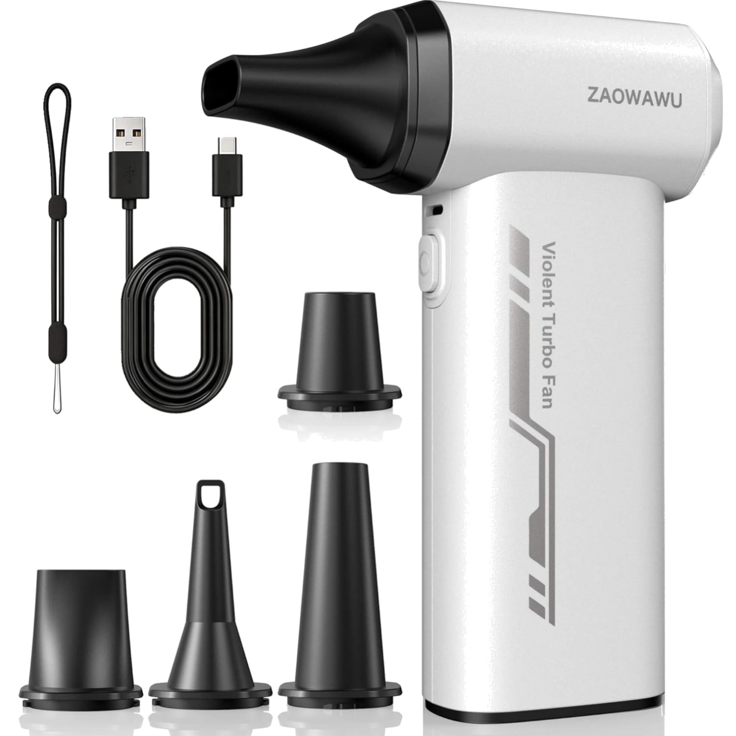 Ultra-Power Compressed Air Duster with 3-Speed Controls & Fast Charging White
