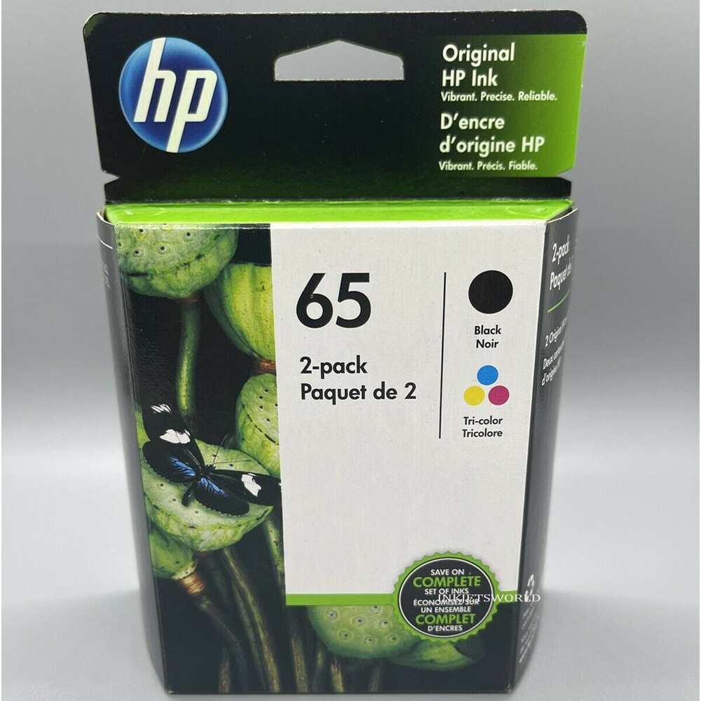 HP #65 2pack Combo Ink Cartridges Black and Color HP65 New Genuine